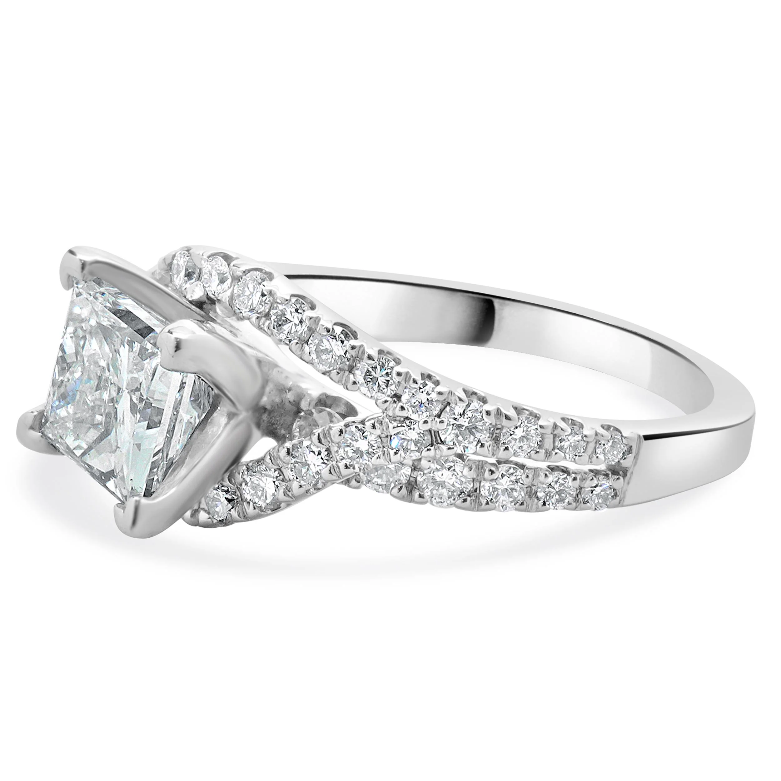 14 Karat White Gold Princess Cut Diamond Engagement Ring - Image 2
