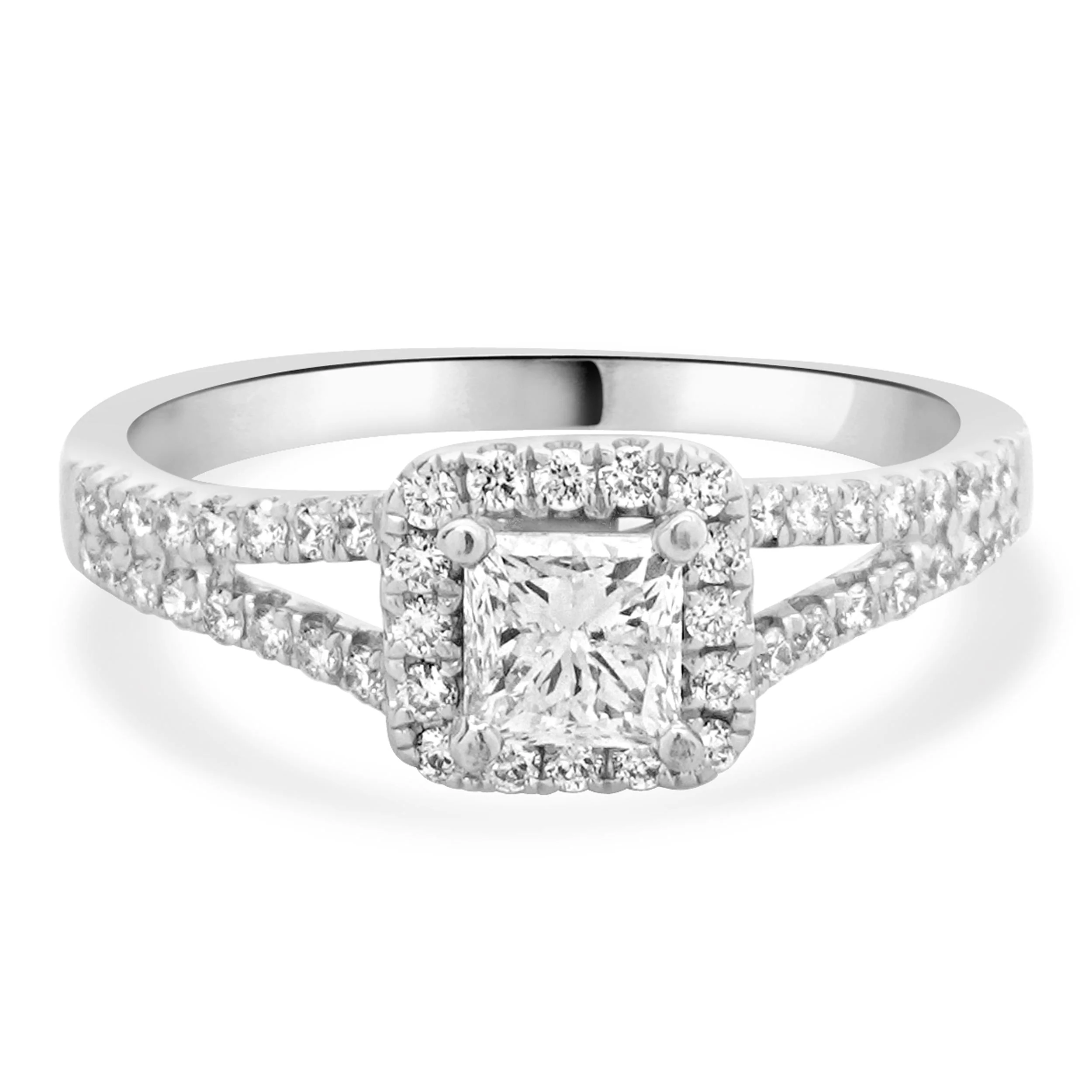 14 Karat White Gold Princess Cut Diamond Engagement Ring