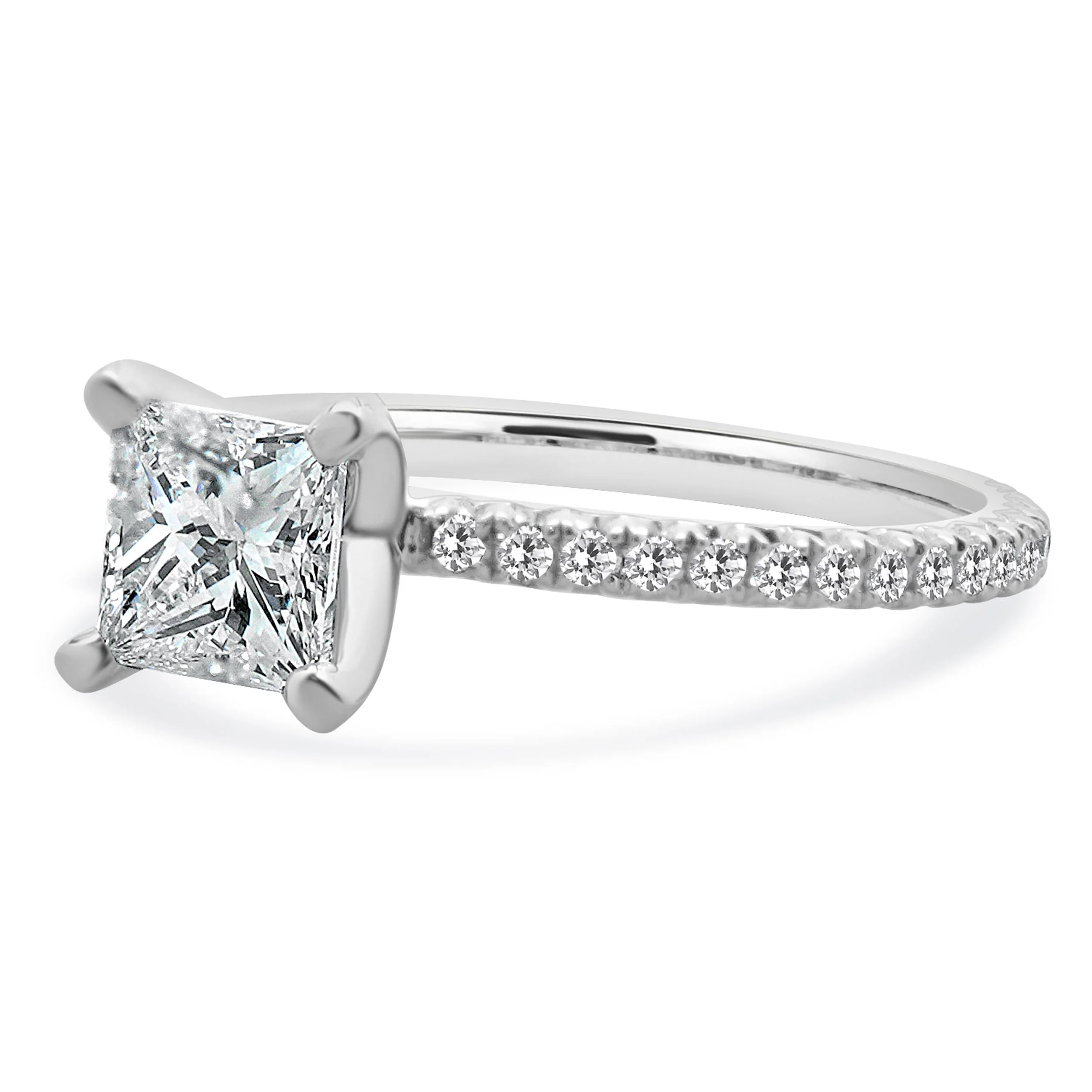 14 Karat White Gold Princess Cut Diamond Engagement Ring - Image 2