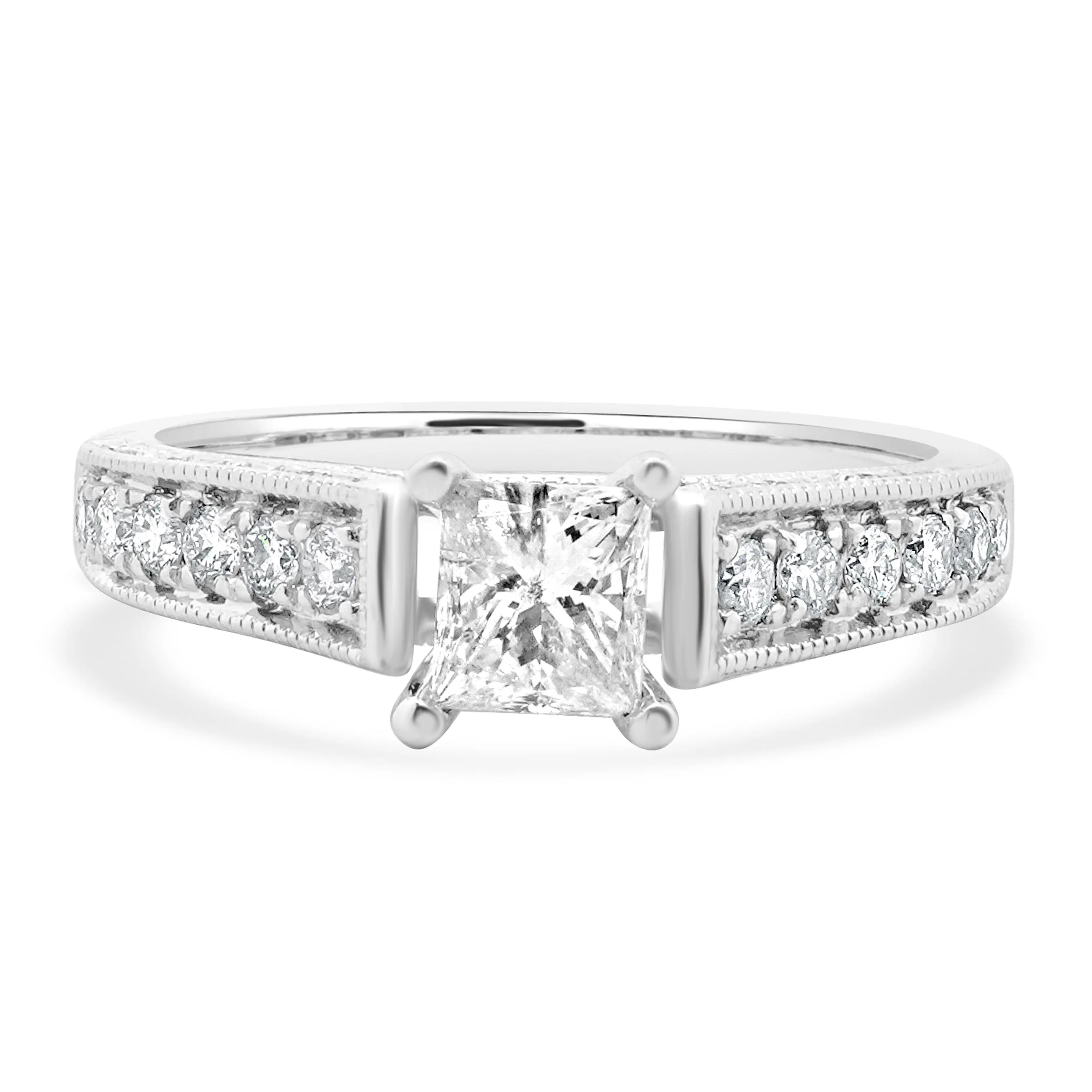 14 Karat White Gold Princess Cut Diamond Engagement Ring