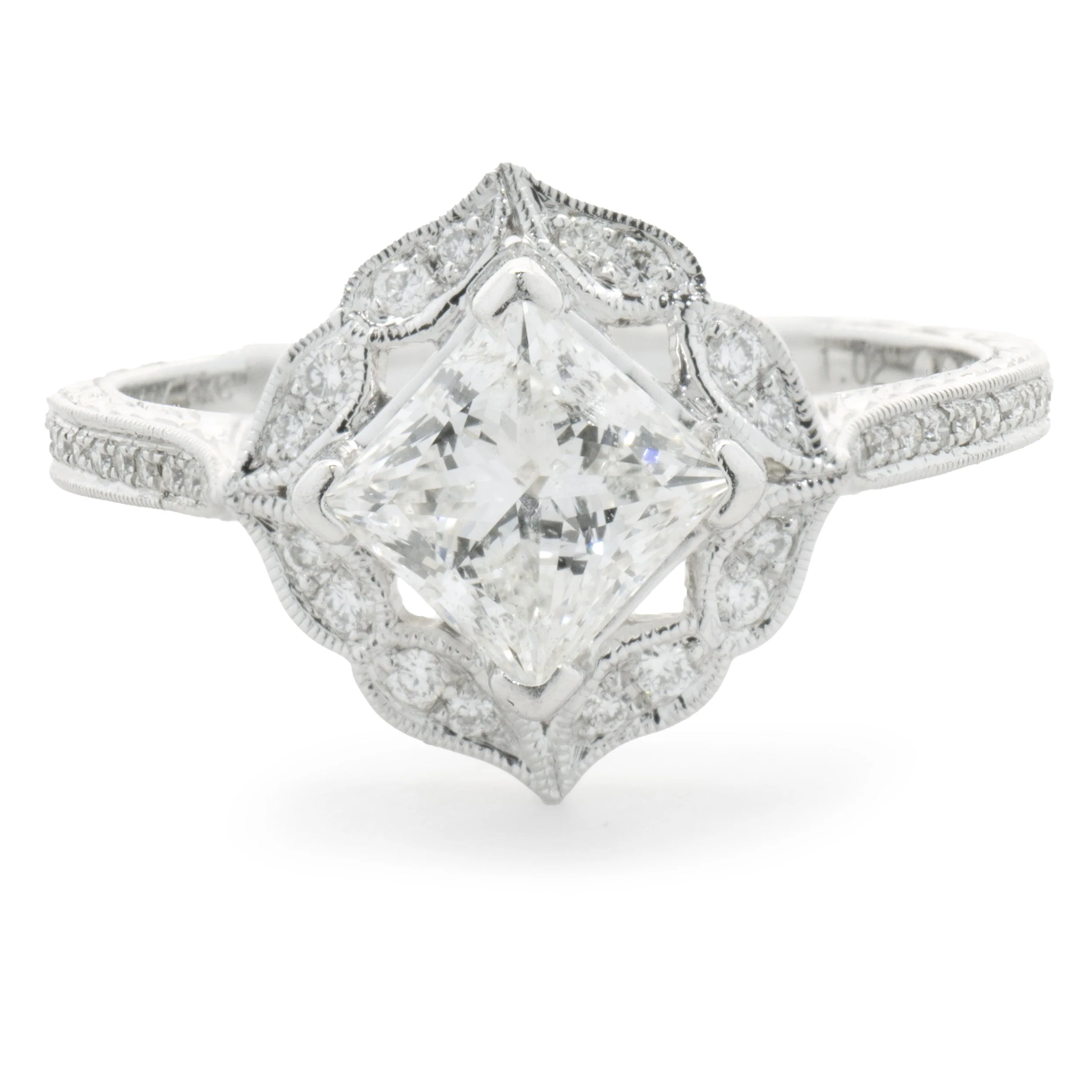 14 Karat White Gold Princess Cut Diamond Engagement Ring