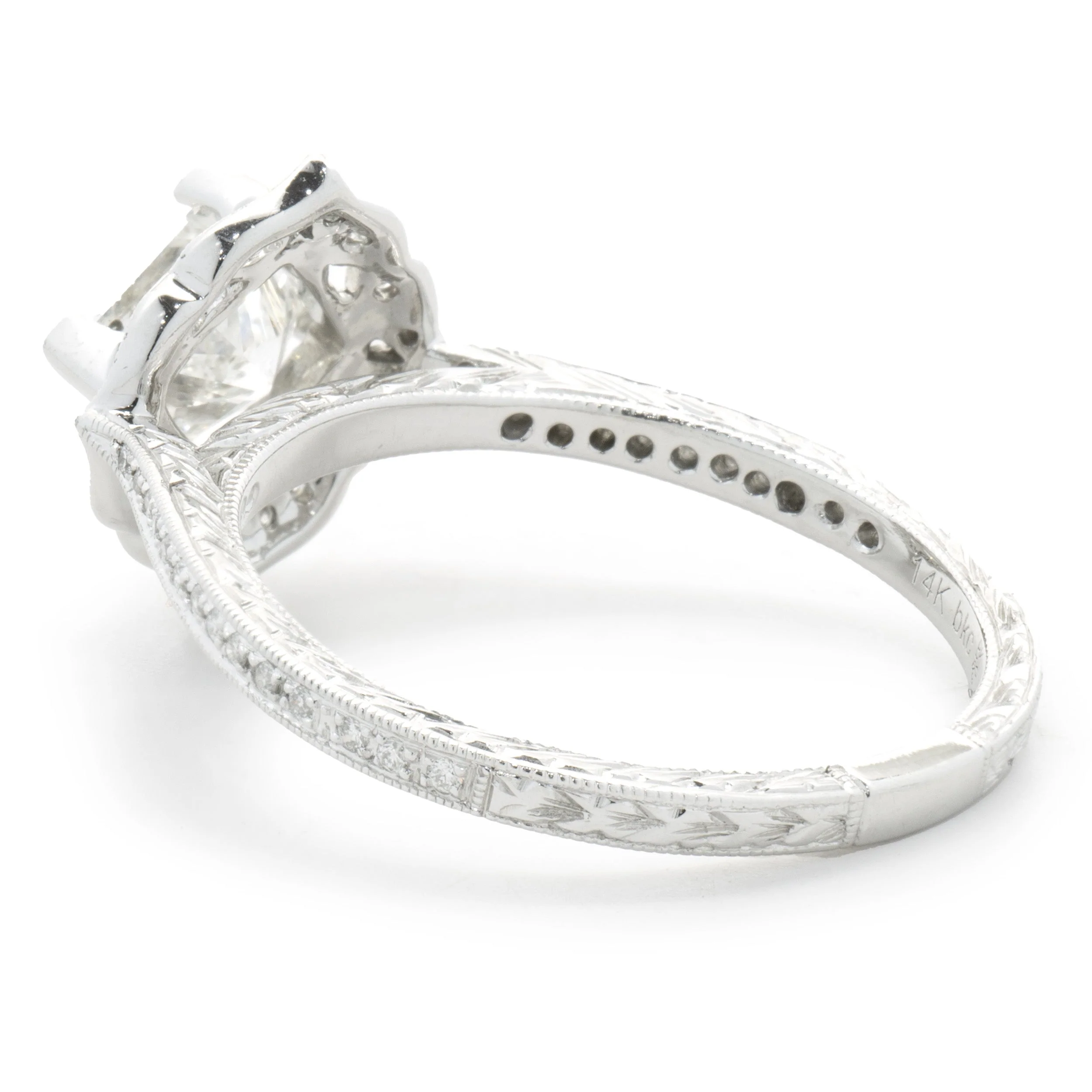 14 Karat White Gold Princess Cut Diamond Engagement Ring - Image 3