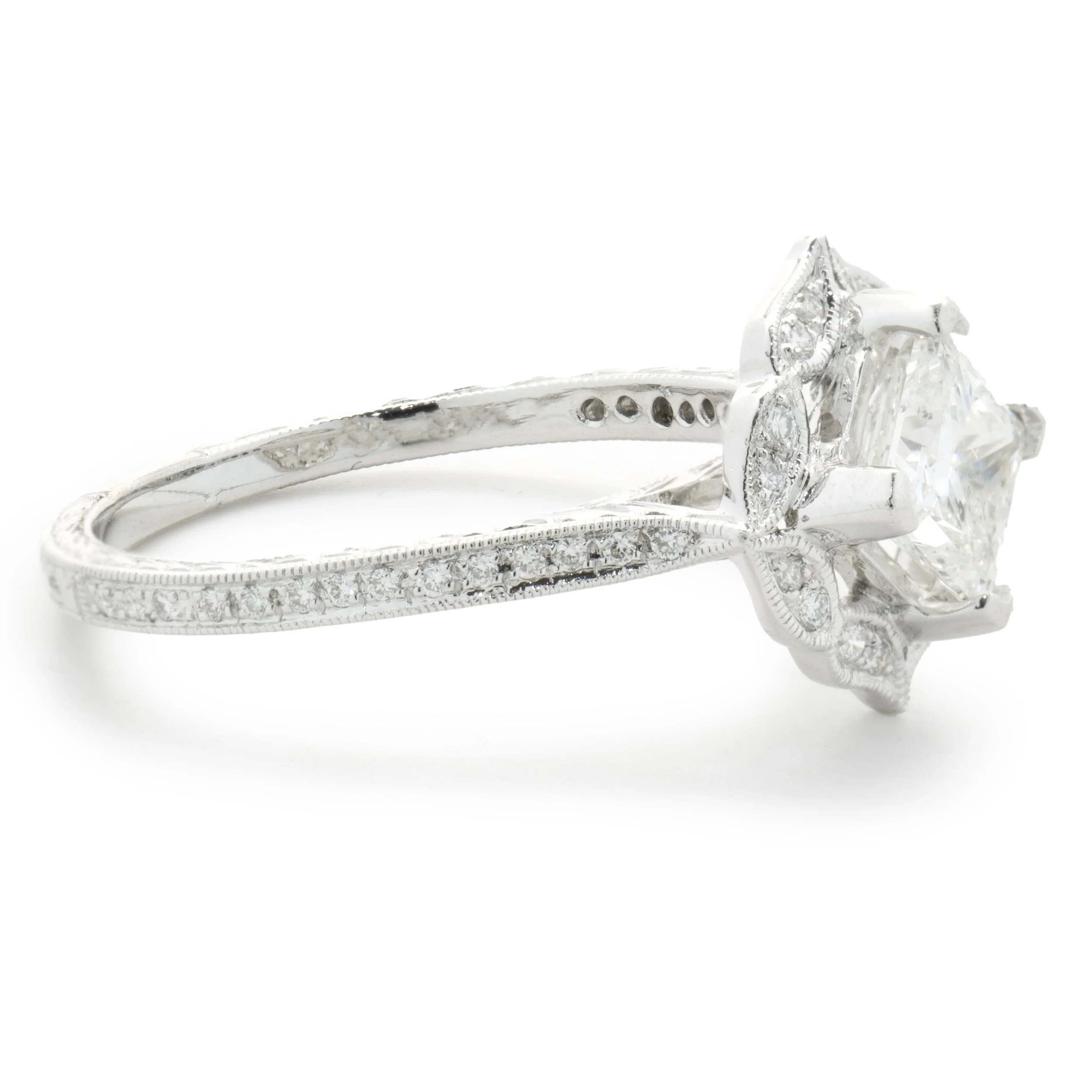 14 Karat White Gold Princess Cut Diamond Engagement Ring - Image 4