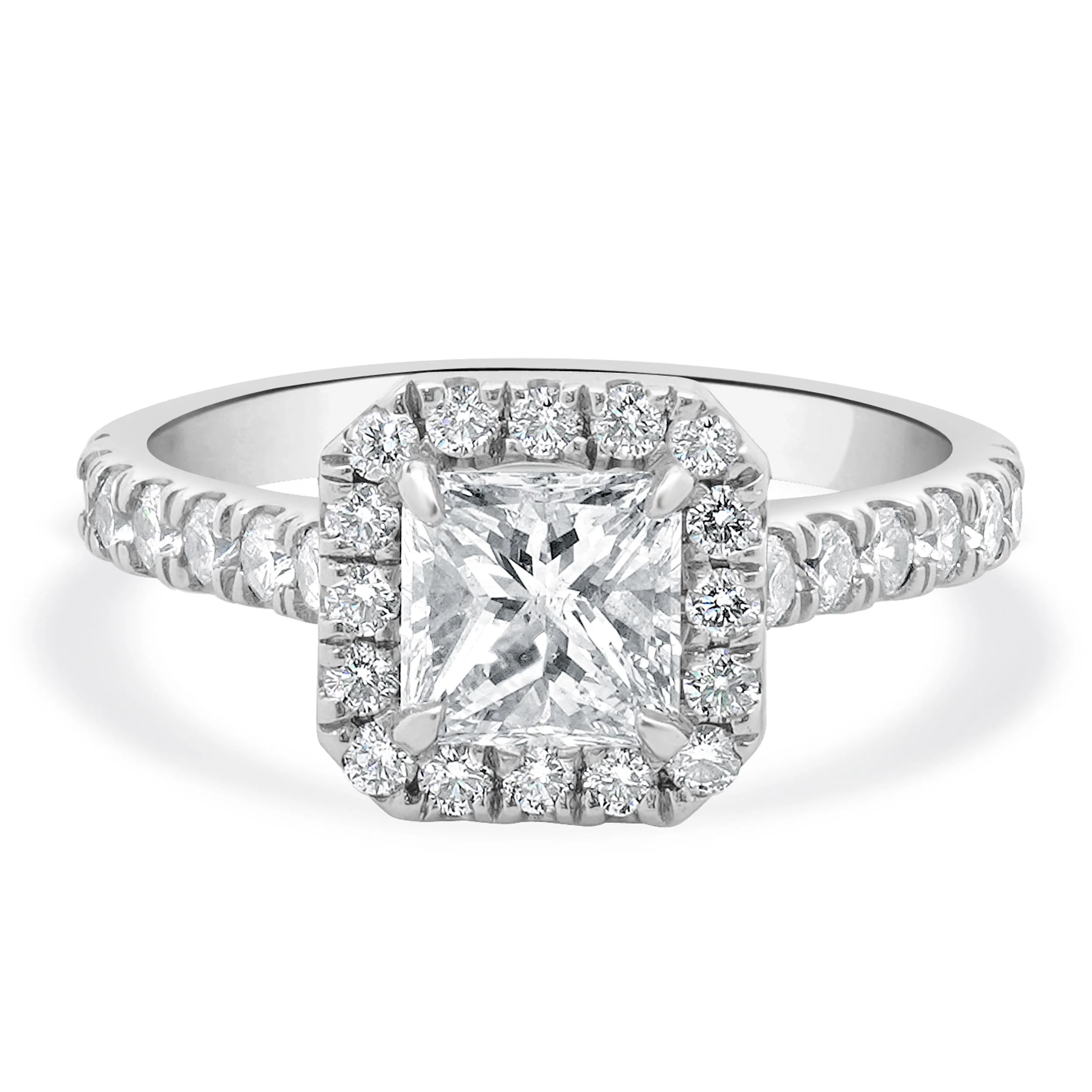 14 Karat White Gold Princess Cut Diamond Engagement Ring