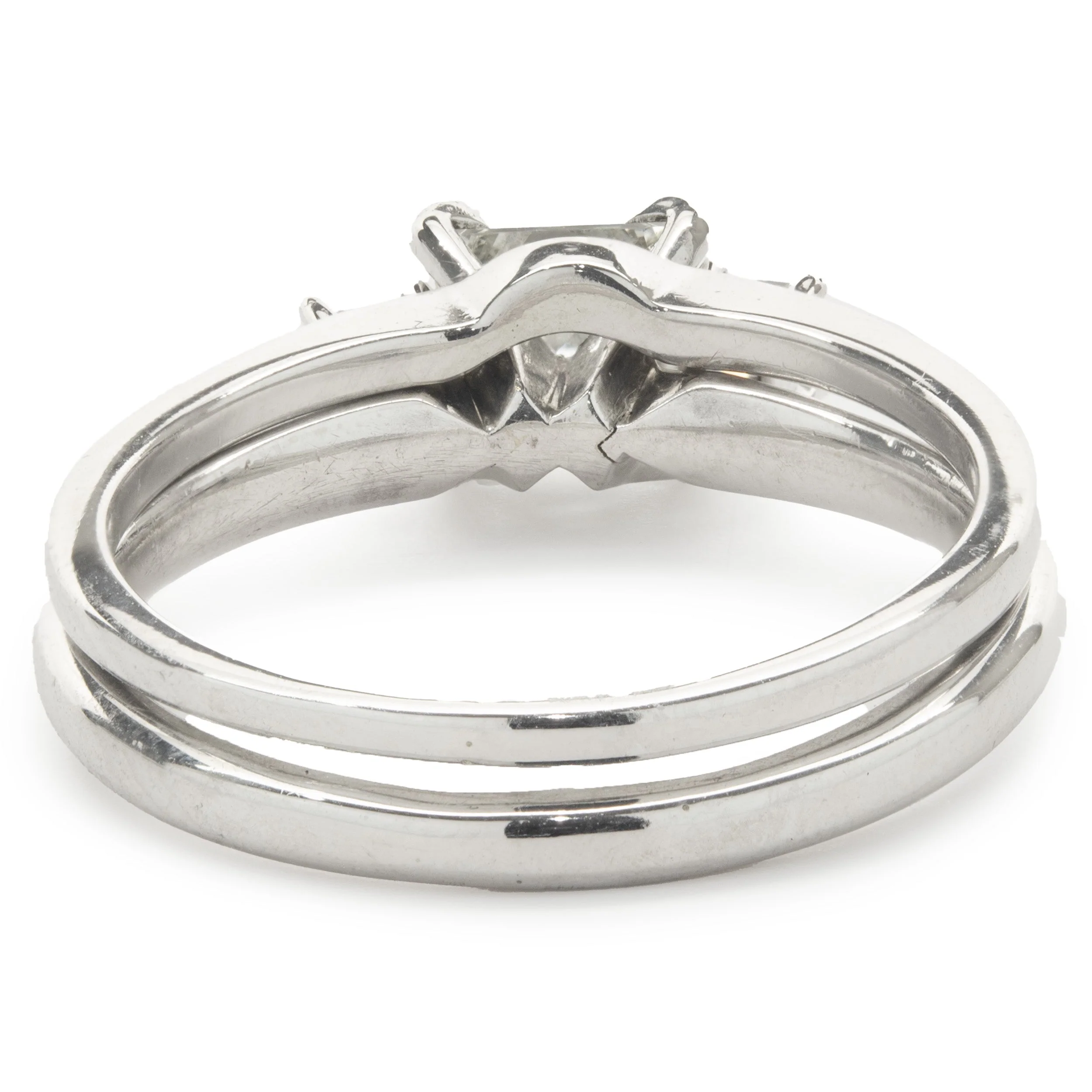 14 Karat White Gold Princess Cut Diamond Engagement Ring with Princess Cut Diamond Wrap Band - Image 3