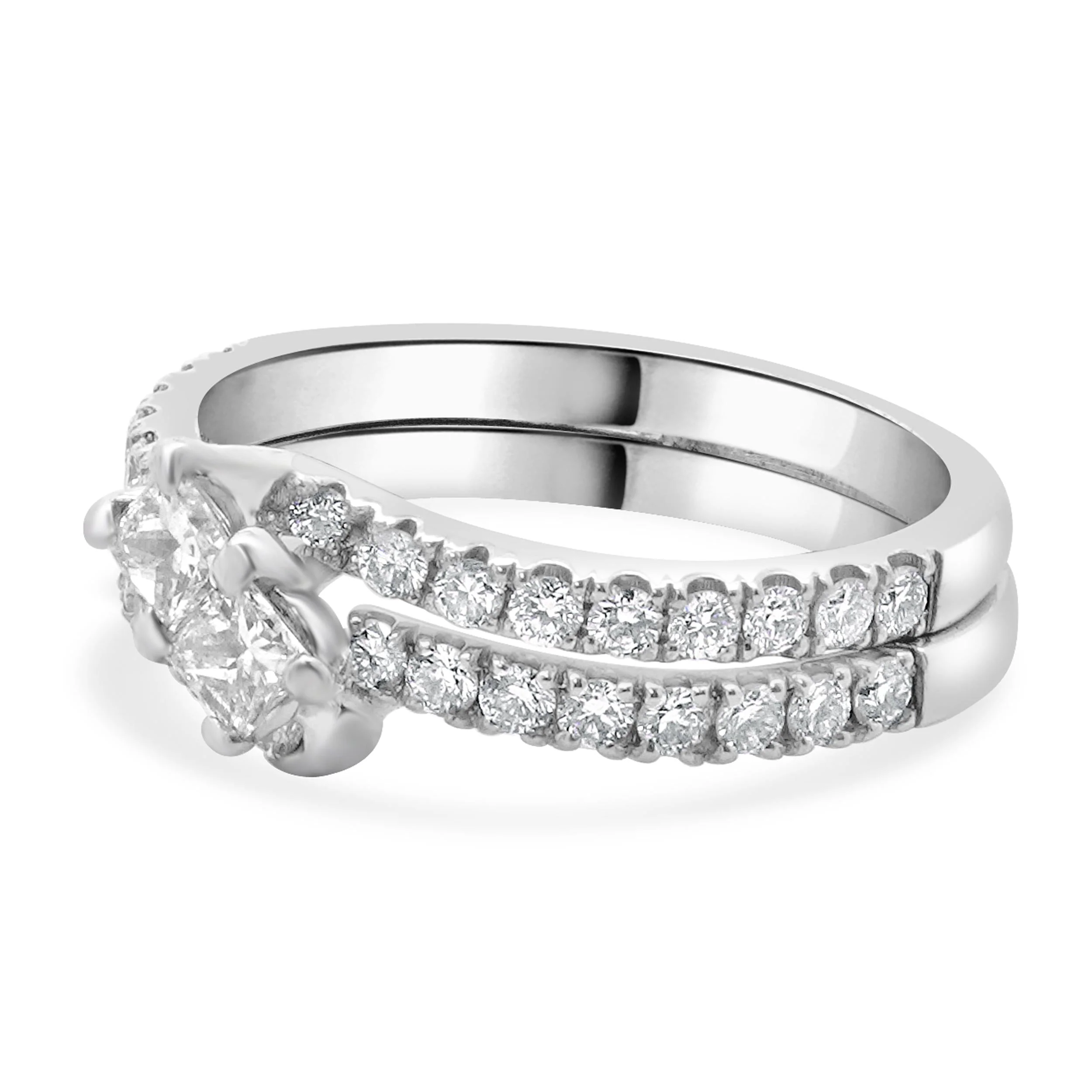 14 Karat White Gold Princess Cut Diamond Wedding Set - Image 2
