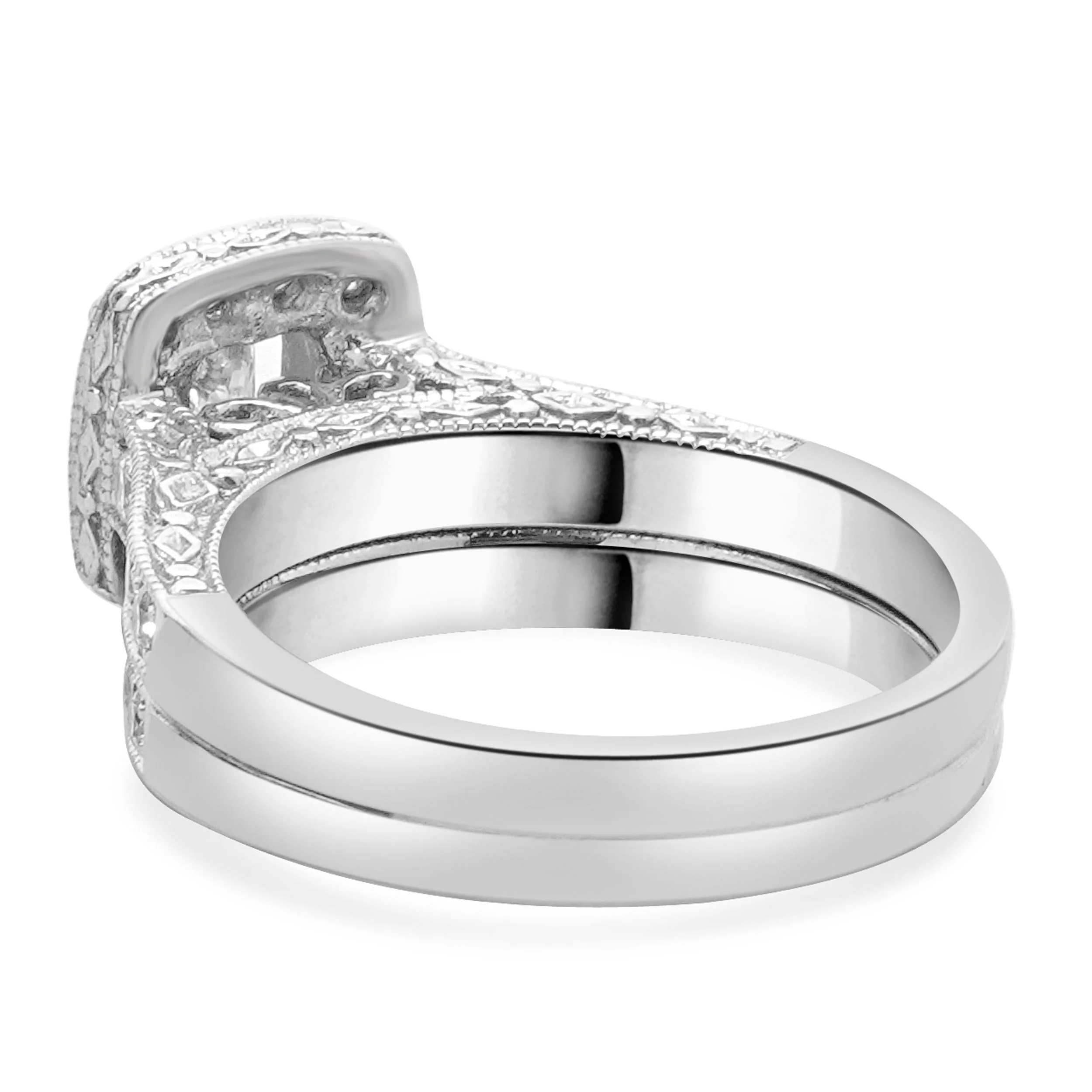14 Karat White Gold Princess Cut Diamond Wedding Set - Image 3