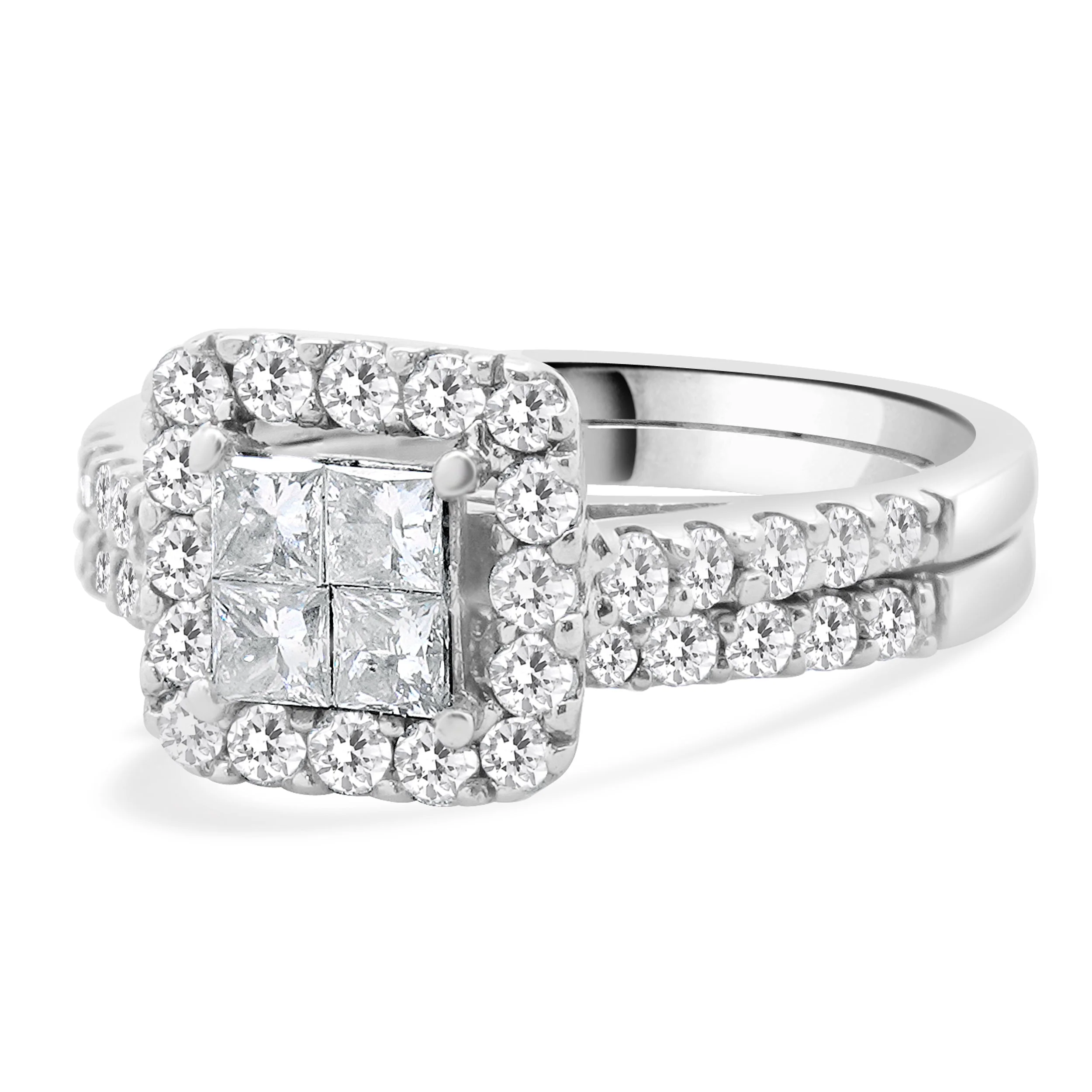 14 Karat White Gold Quad Set Diamond Engagement Ring - Image 2