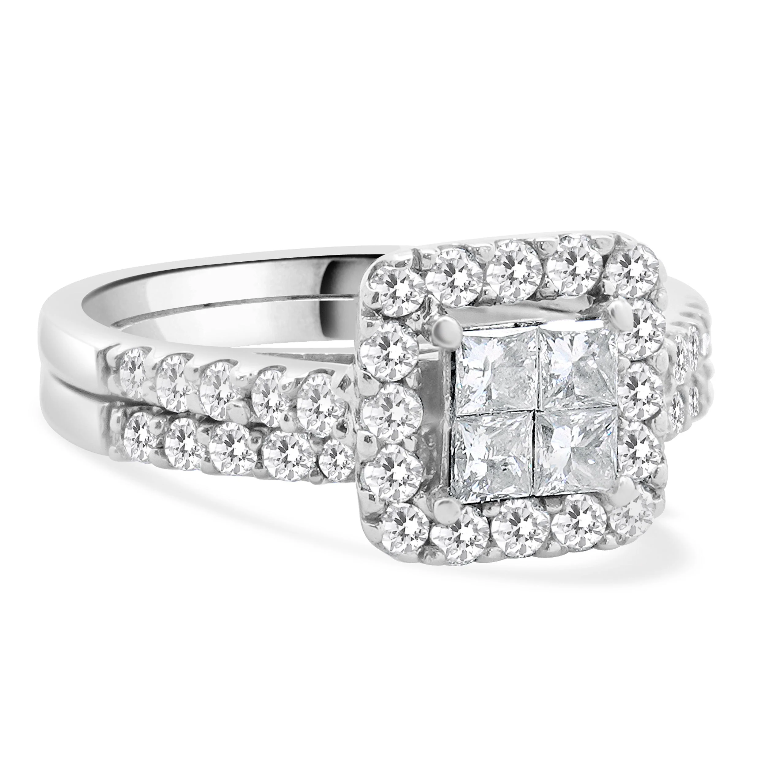 14 Karat White Gold Quad Set Diamond Engagement Ring - Image 4