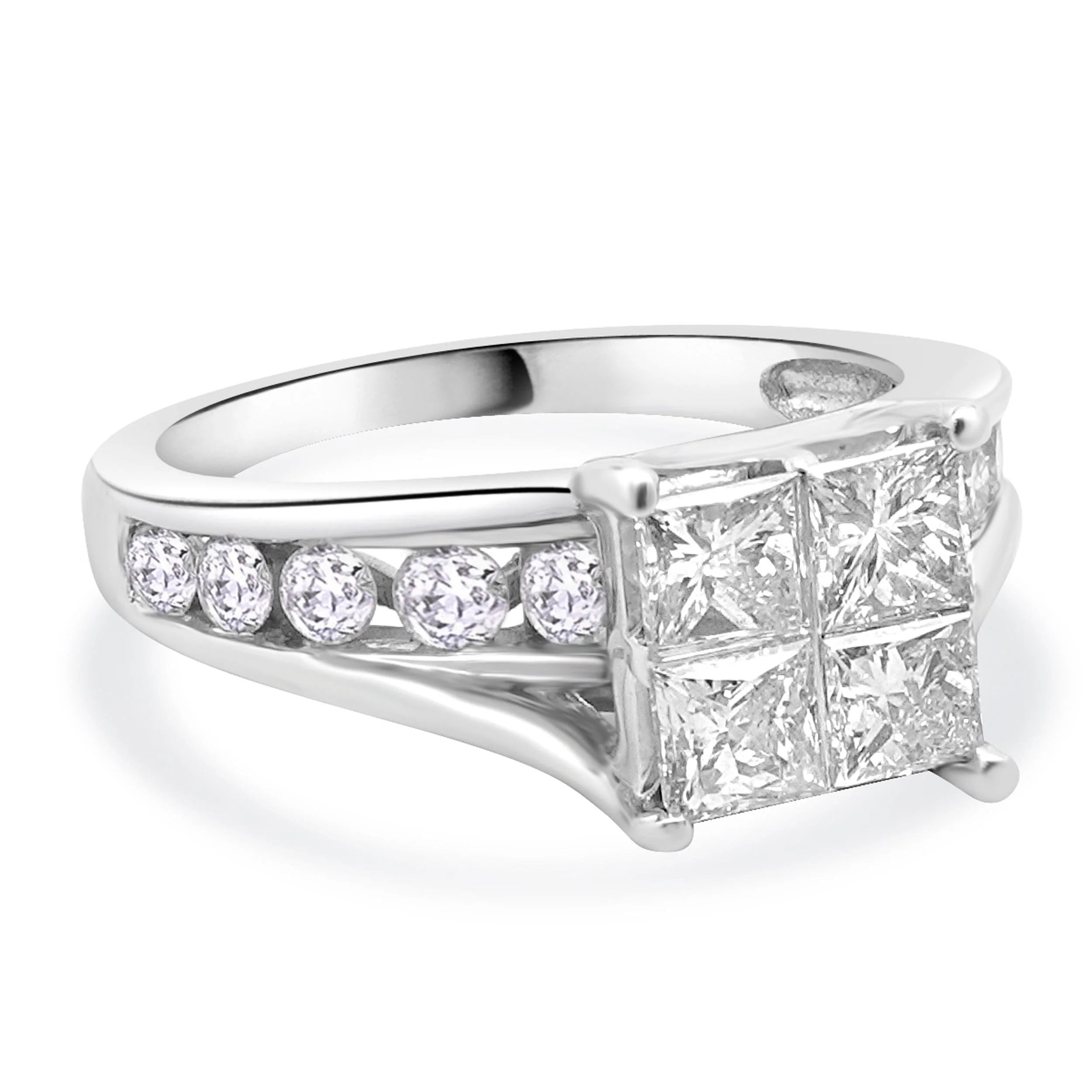 14 Karat White Gold Quad Set Princess Cut Diamond Engagement Ring - Image 3