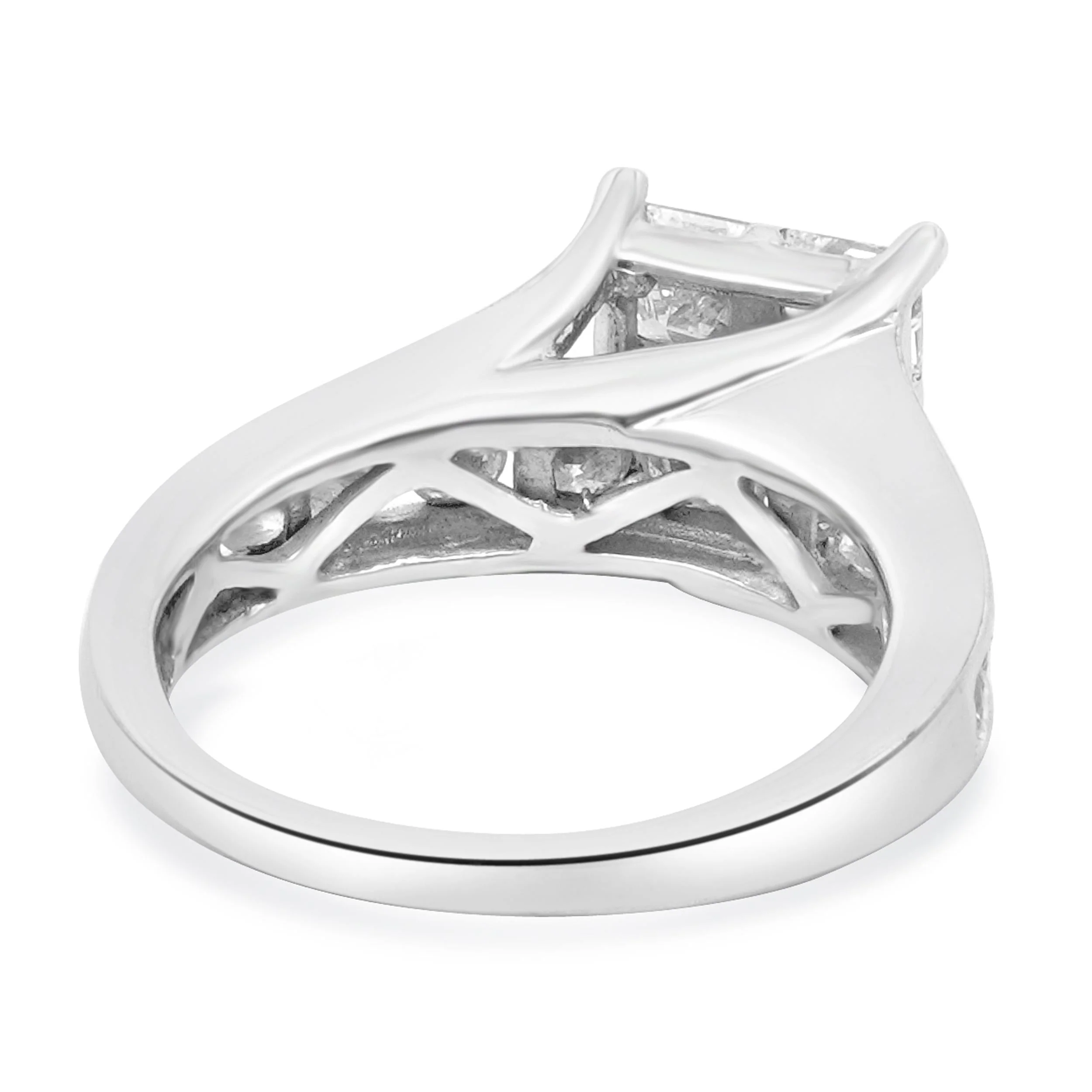 14 Karat White Gold Quad Set Princess Cut Diamond Engagement Ring - Image 4