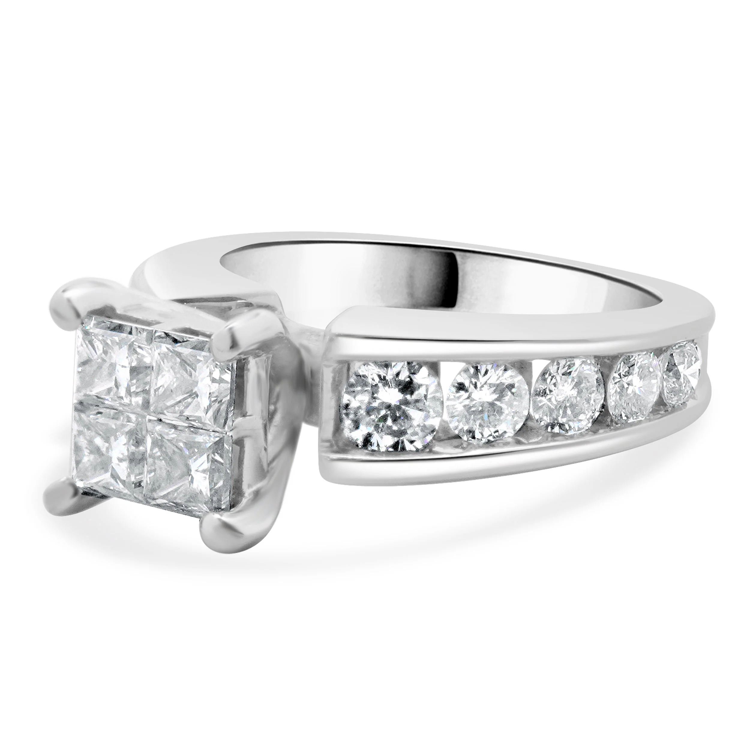 14 Karat White Gold Quad Set Princess Cut Diamond Engagement Ring - Image 2