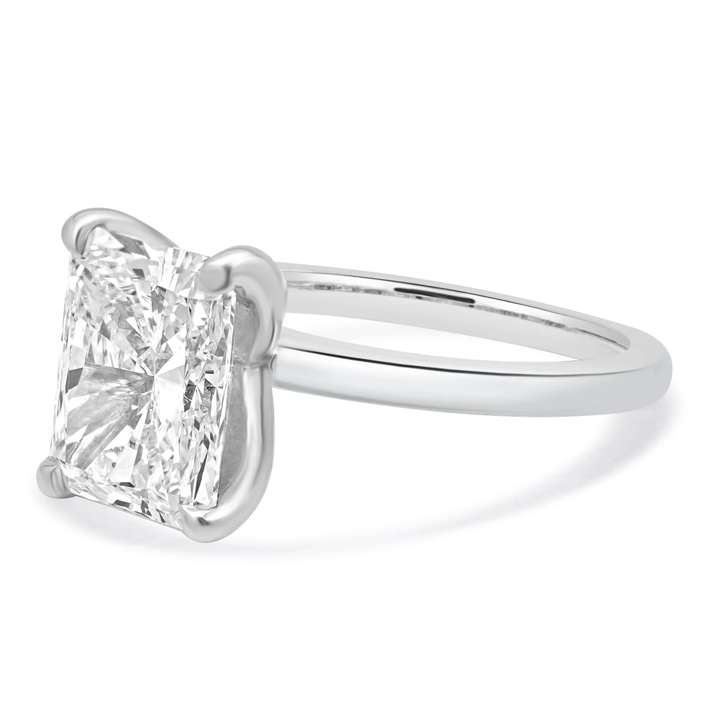 14 Karat White Gold Radiant Cut Solitaire Diamond Engagement Ring - Image 2