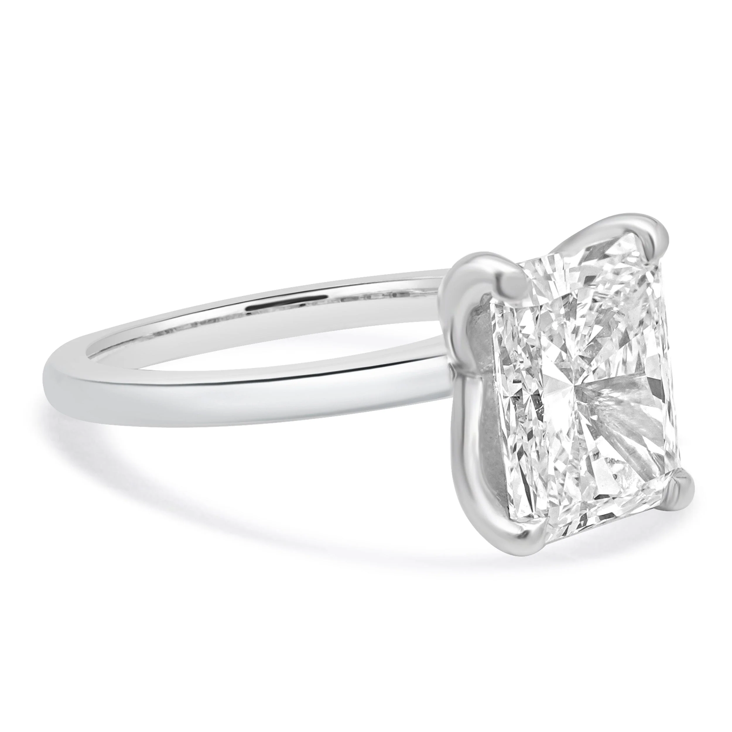 14 Karat White Gold Radiant Cut Solitaire Diamond Engagement Ring - Image 4