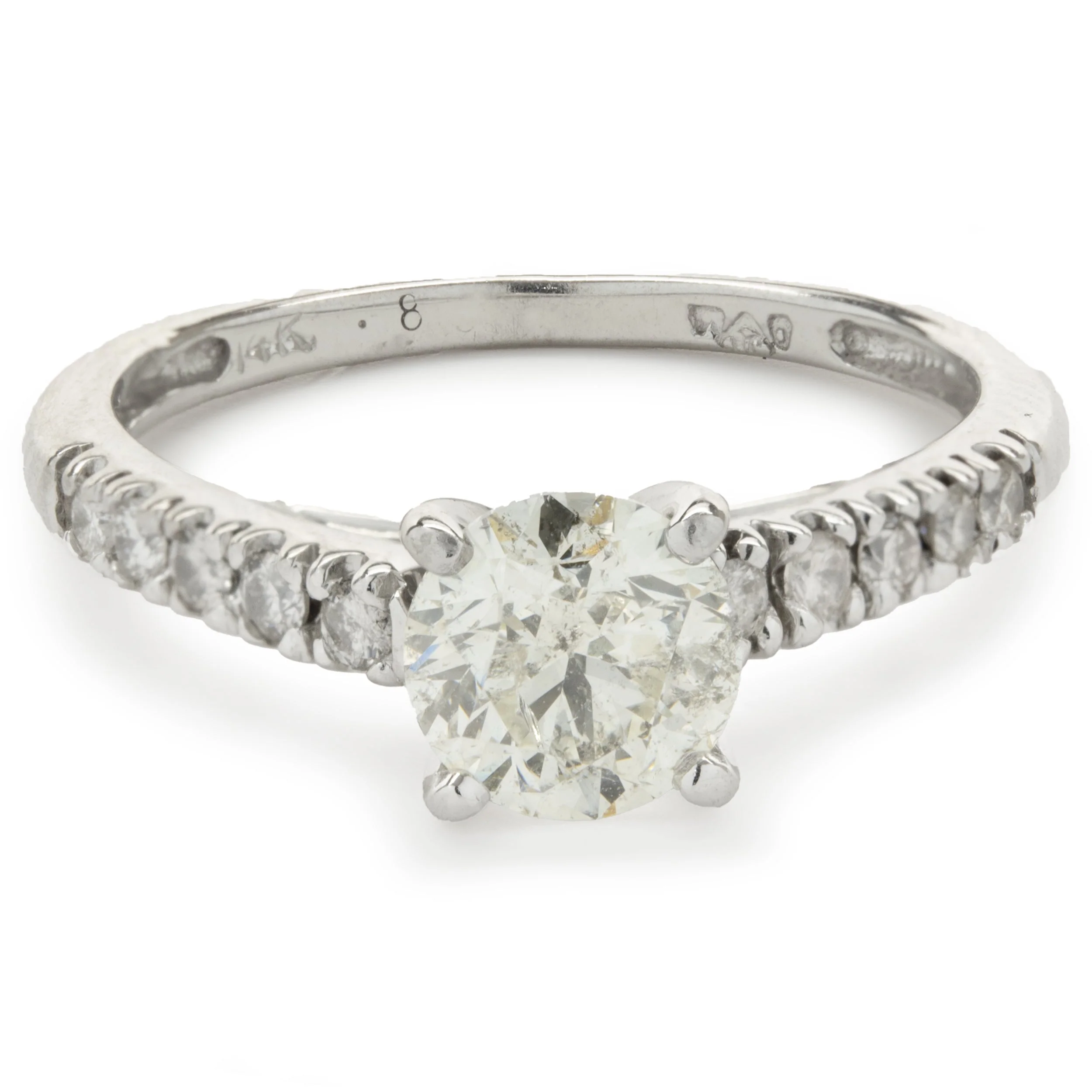 14 Karat White Gold Round Brilliant Cut Diamond Engagement Ring