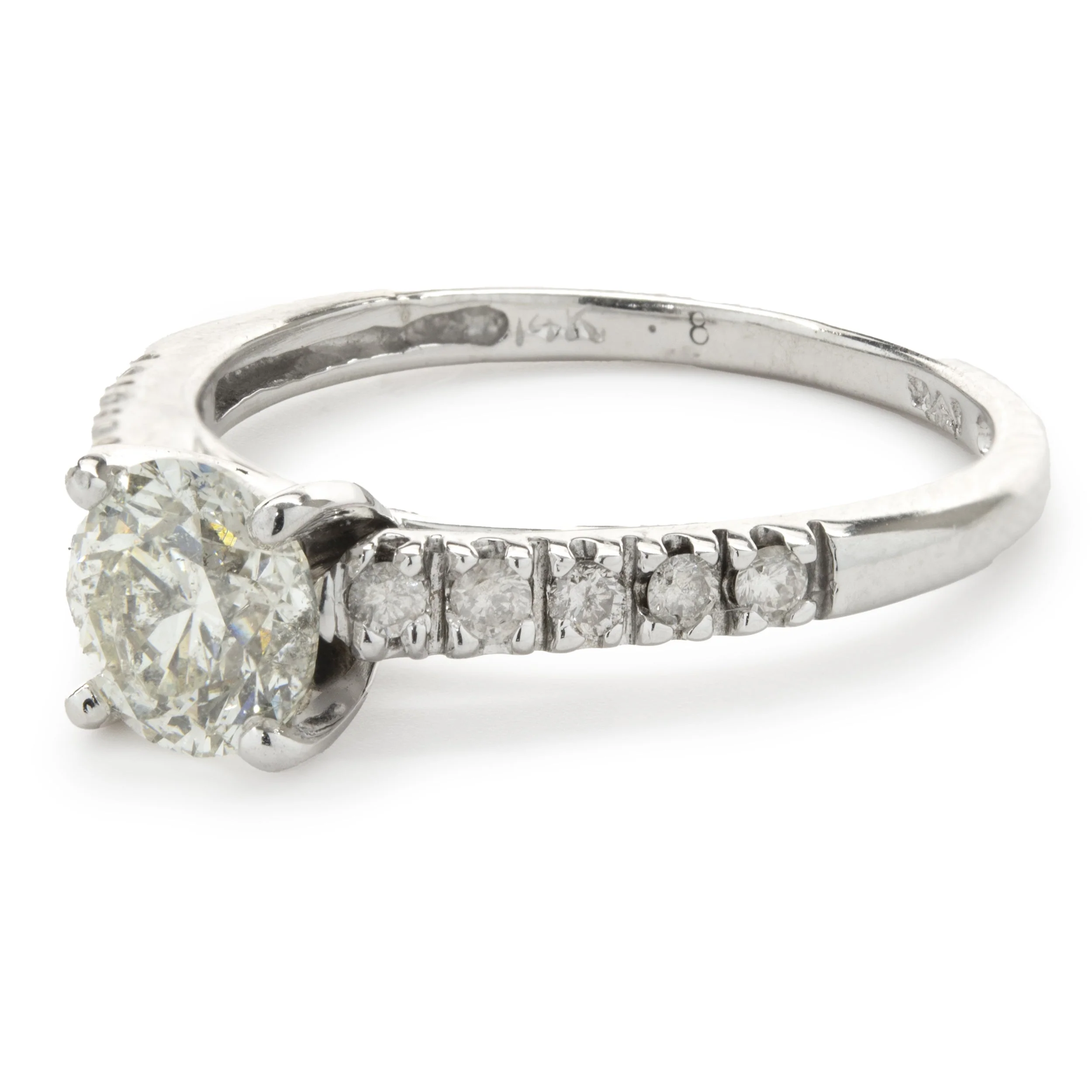 14 Karat White Gold Round Brilliant Cut Diamond Engagement Ring - Image 2
