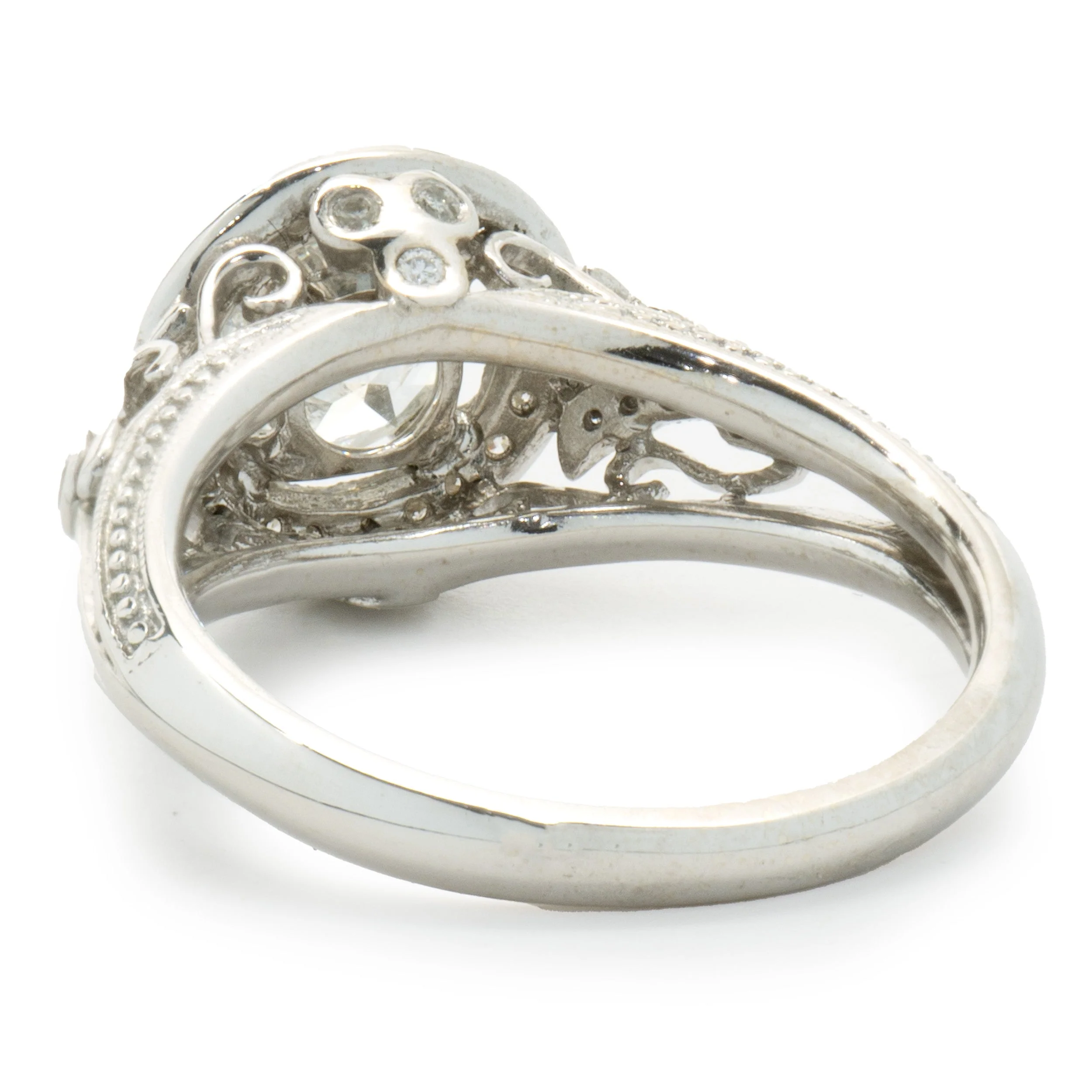 14 Karat White Gold Round Brilliant Cut Diamond Engagement Ring - Image 3