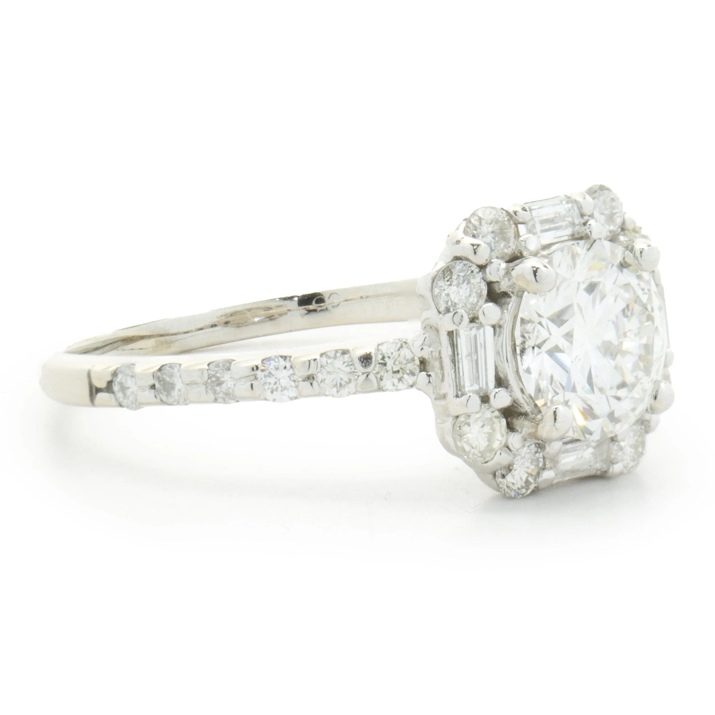 14 Karat White Gold Round Brilliant Cut Diamond Engagement Ring - Image 4