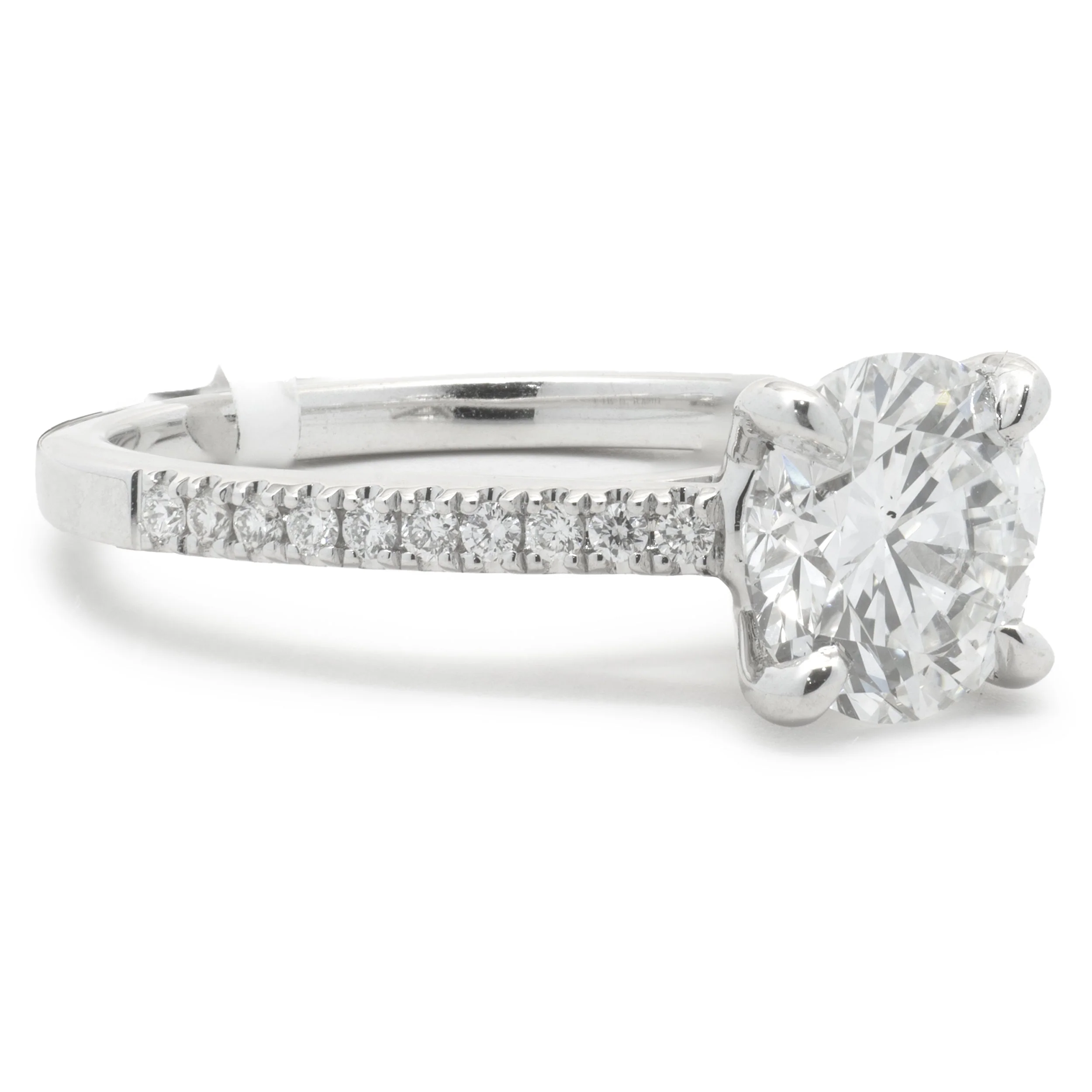 14 Karat White Gold Round Brilliant Cut Diamond Engagement Ring - Image 2