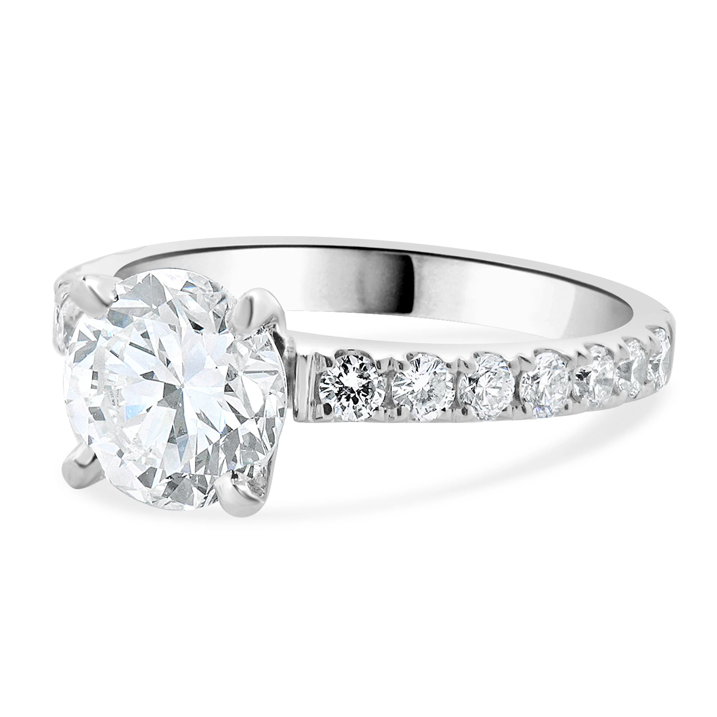 14 Karat White Gold Round Brilliant Cut Diamond Engagement Ring - Image 2
