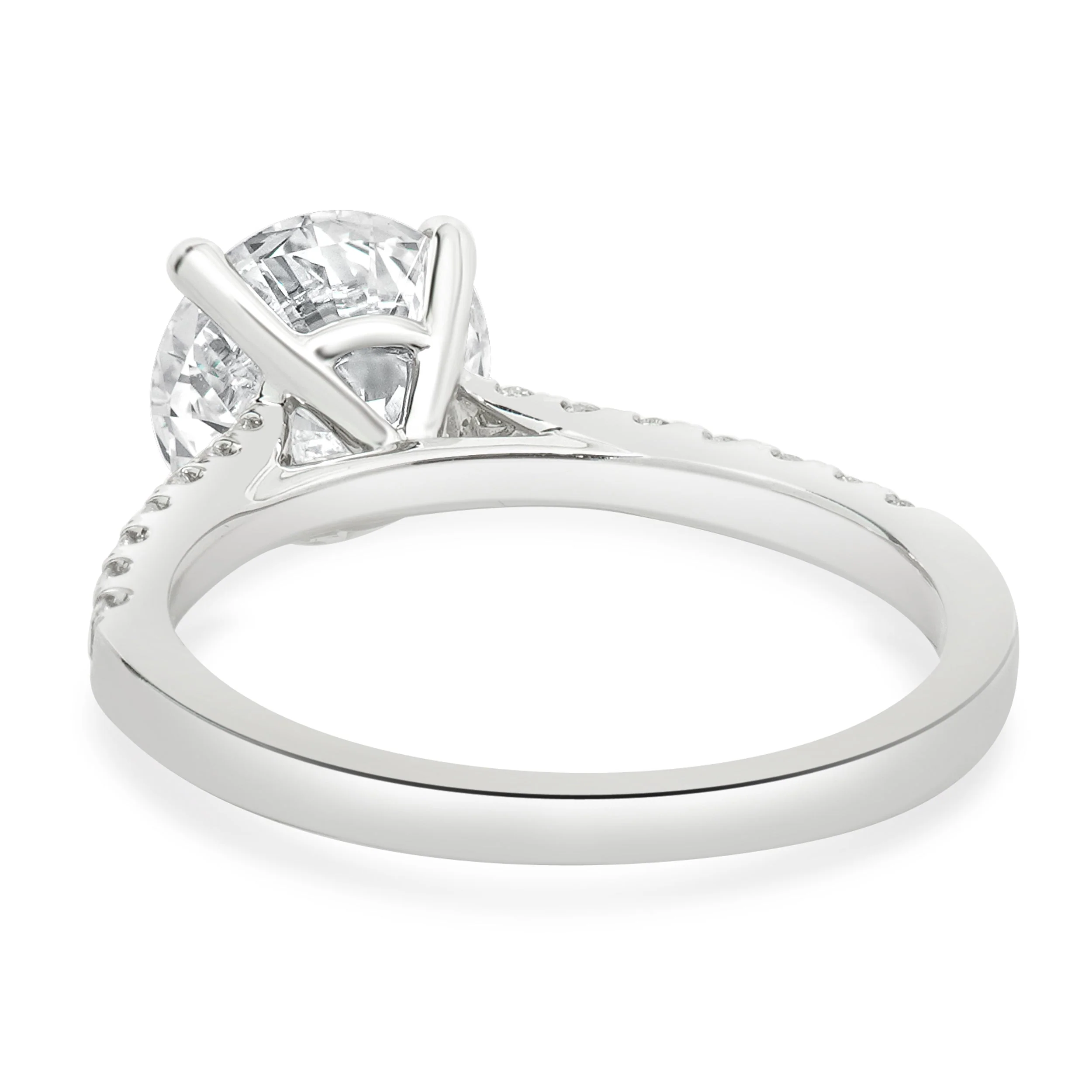 14 Karat White Gold Round Brilliant Cut Diamond Engagement Ring - Image 3