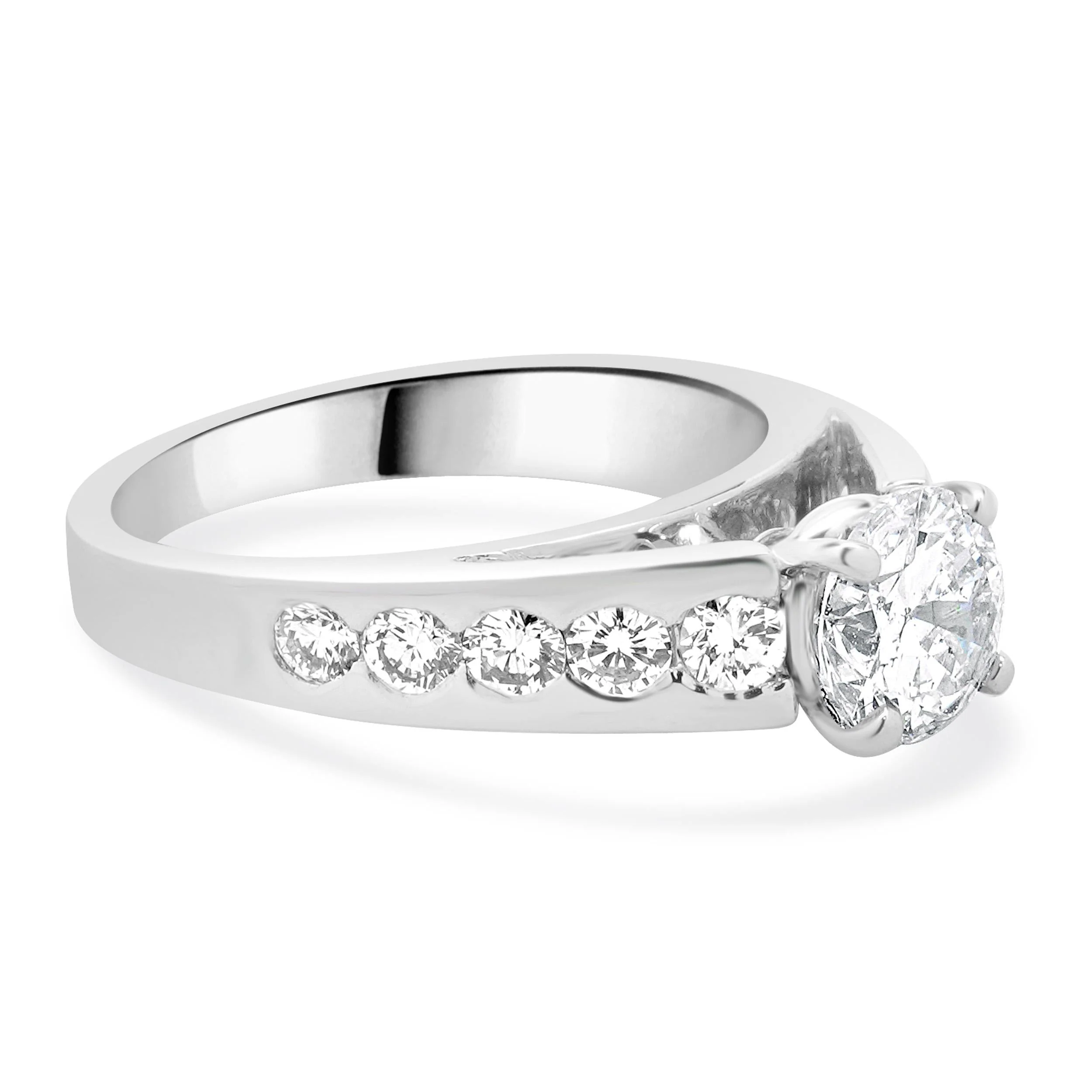 14 Karat White Gold Round Brilliant Cut Diamond Engagement Ring - Image 3