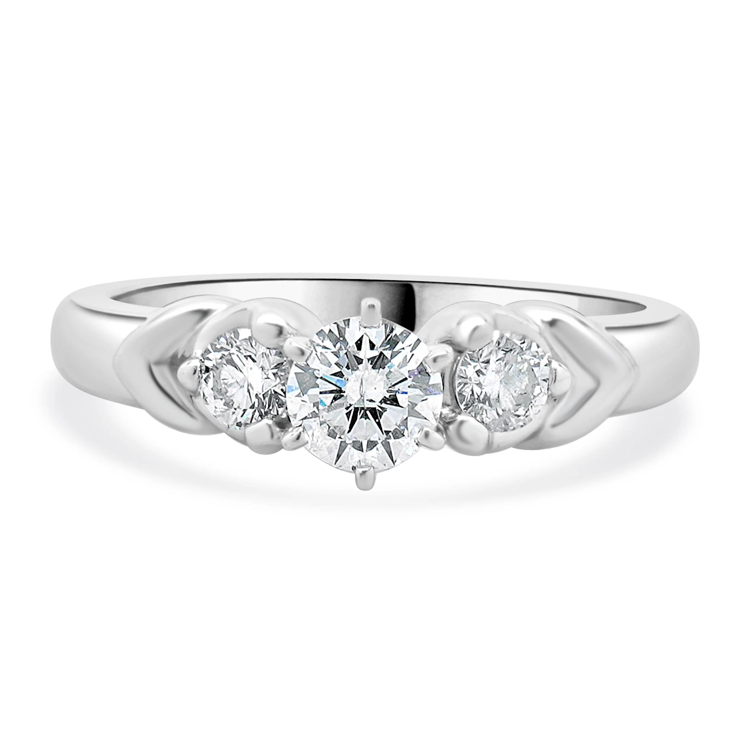 14 Karat White Gold Round Brilliant Cut Diamond Engagement Ring