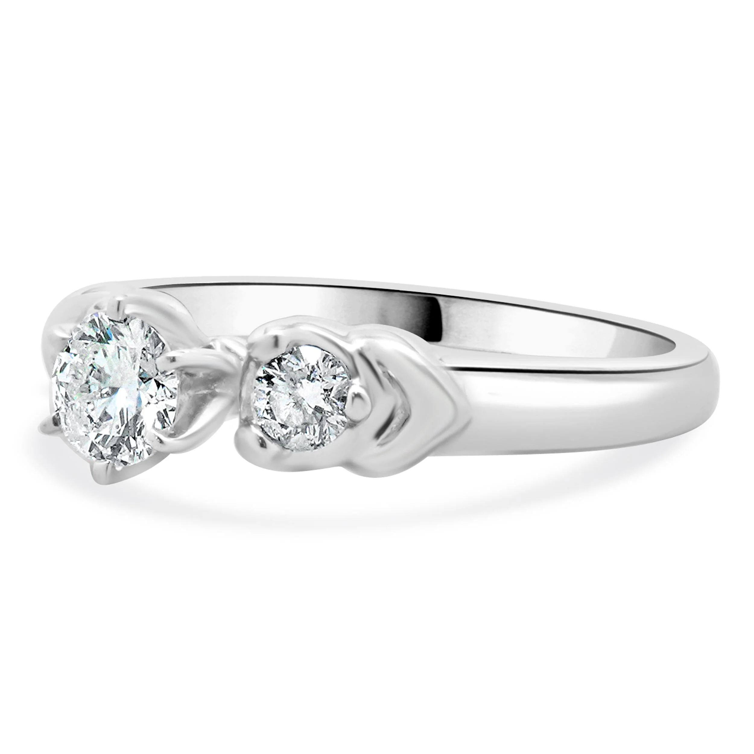 14 Karat White Gold Round Brilliant Cut Diamond Engagement Ring - Image 2