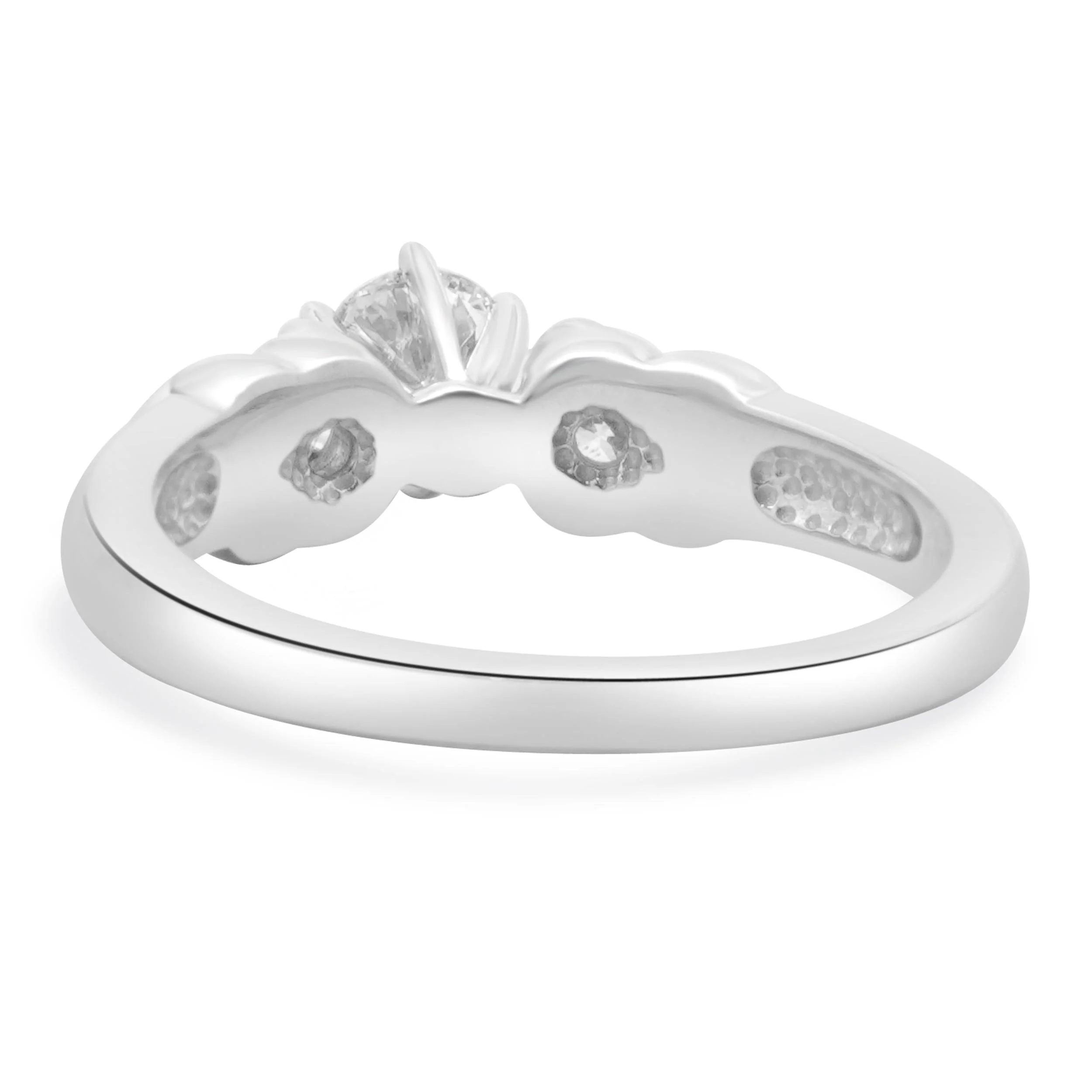 14 Karat White Gold Round Brilliant Cut Diamond Engagement Ring - Image 3