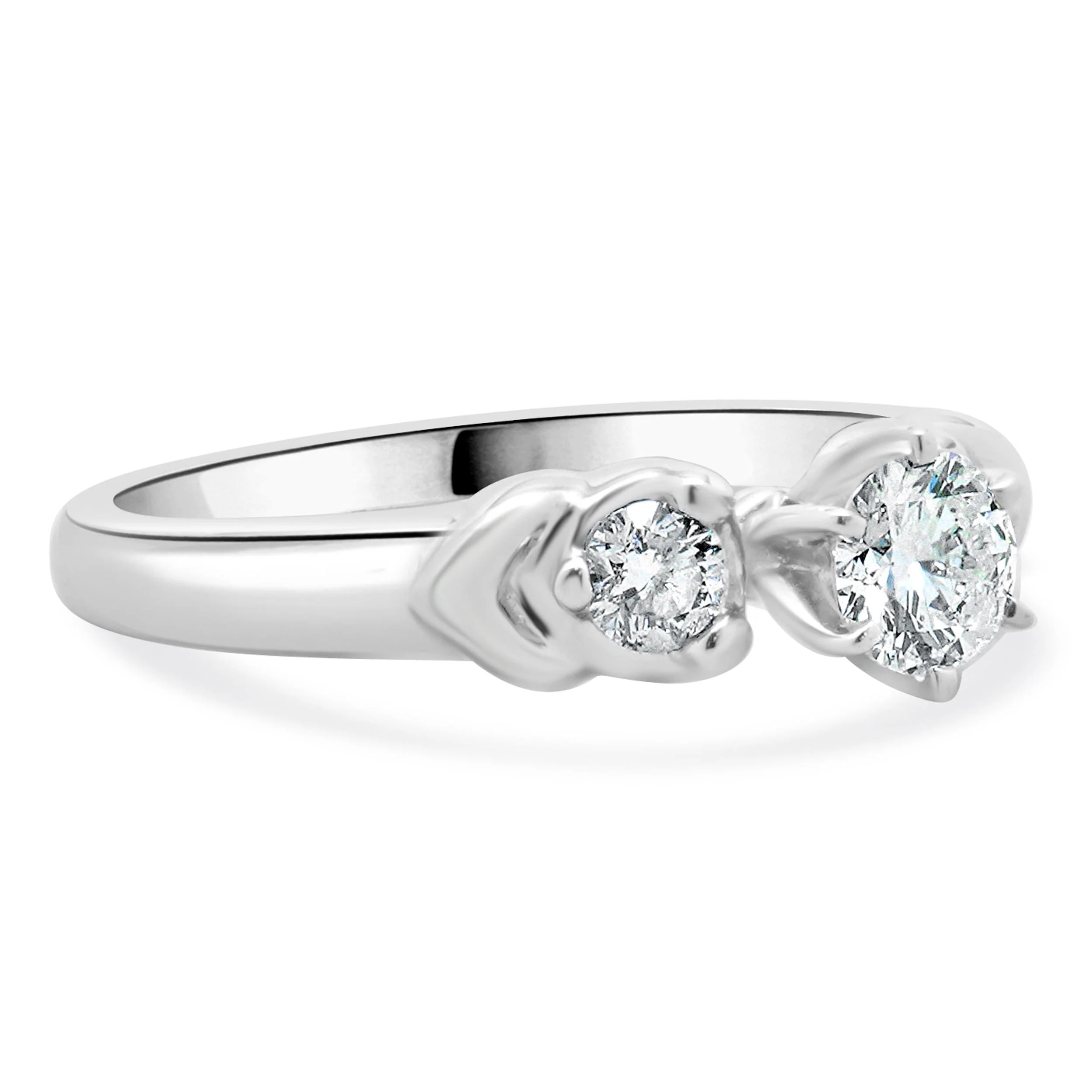14 Karat White Gold Round Brilliant Cut Diamond Engagement Ring - Image 4