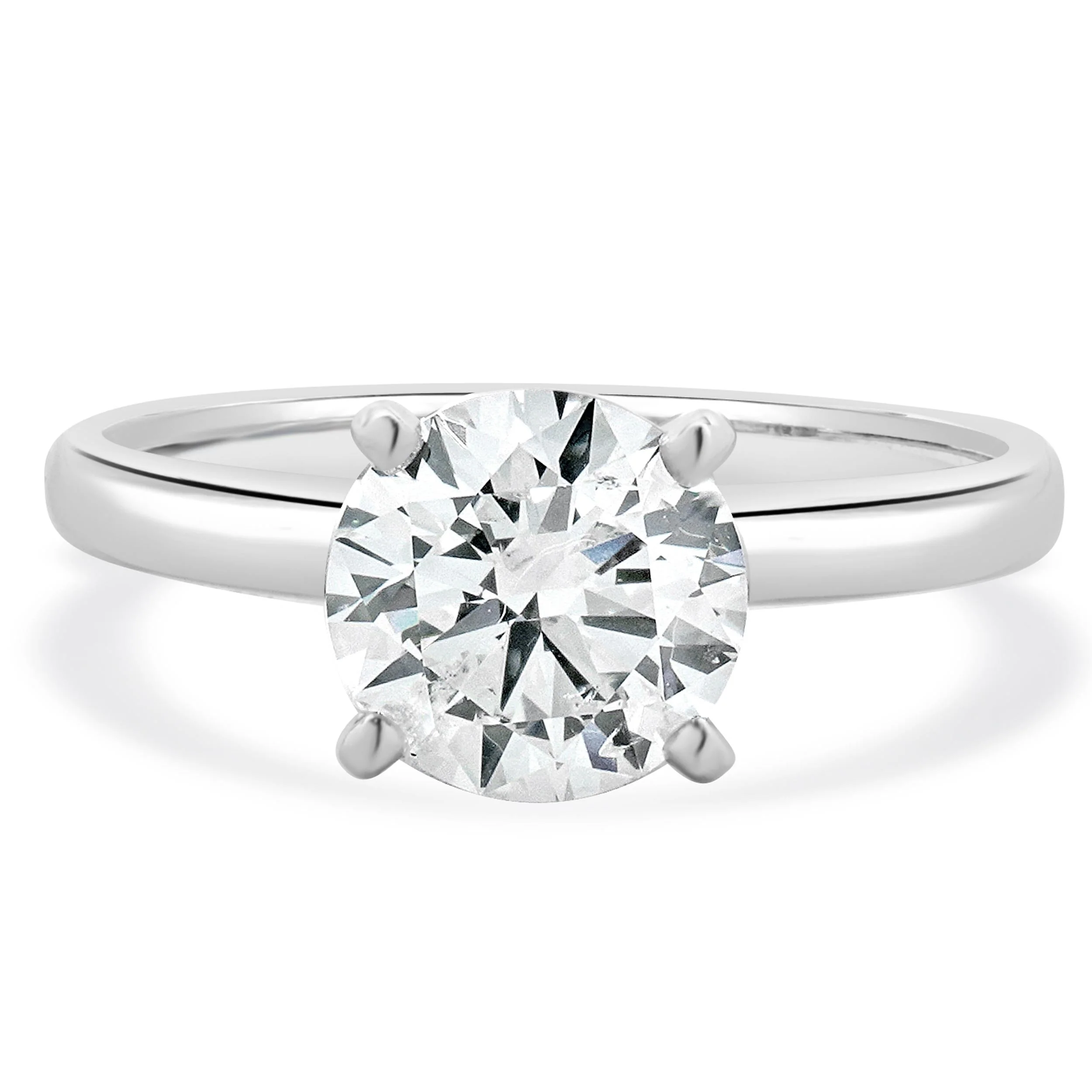 14 Karat White Gold Round Brilliant Cut Diamond Engagement Ring