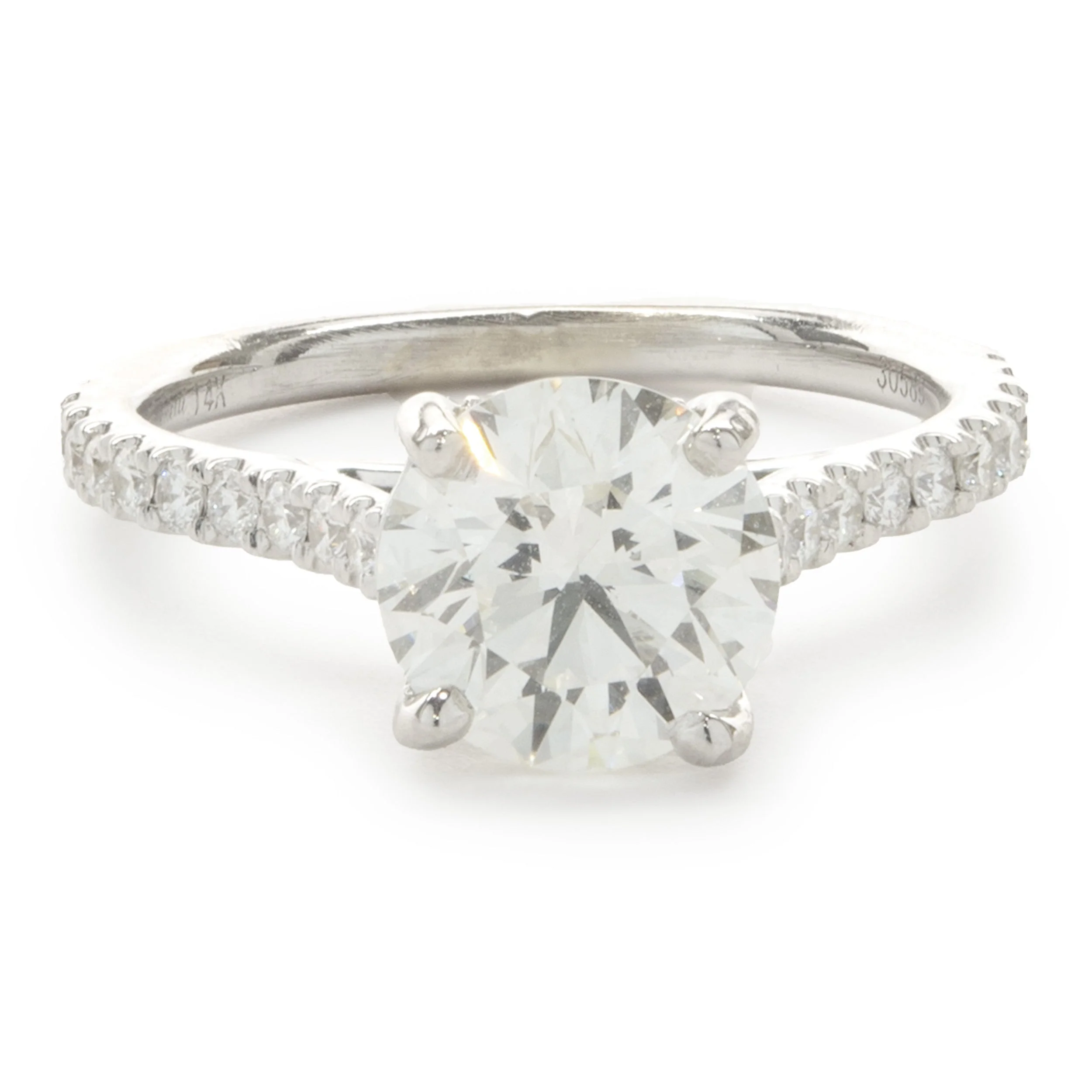 14 Karat White Gold Round Brilliant Cut Diamond Engagement Ring