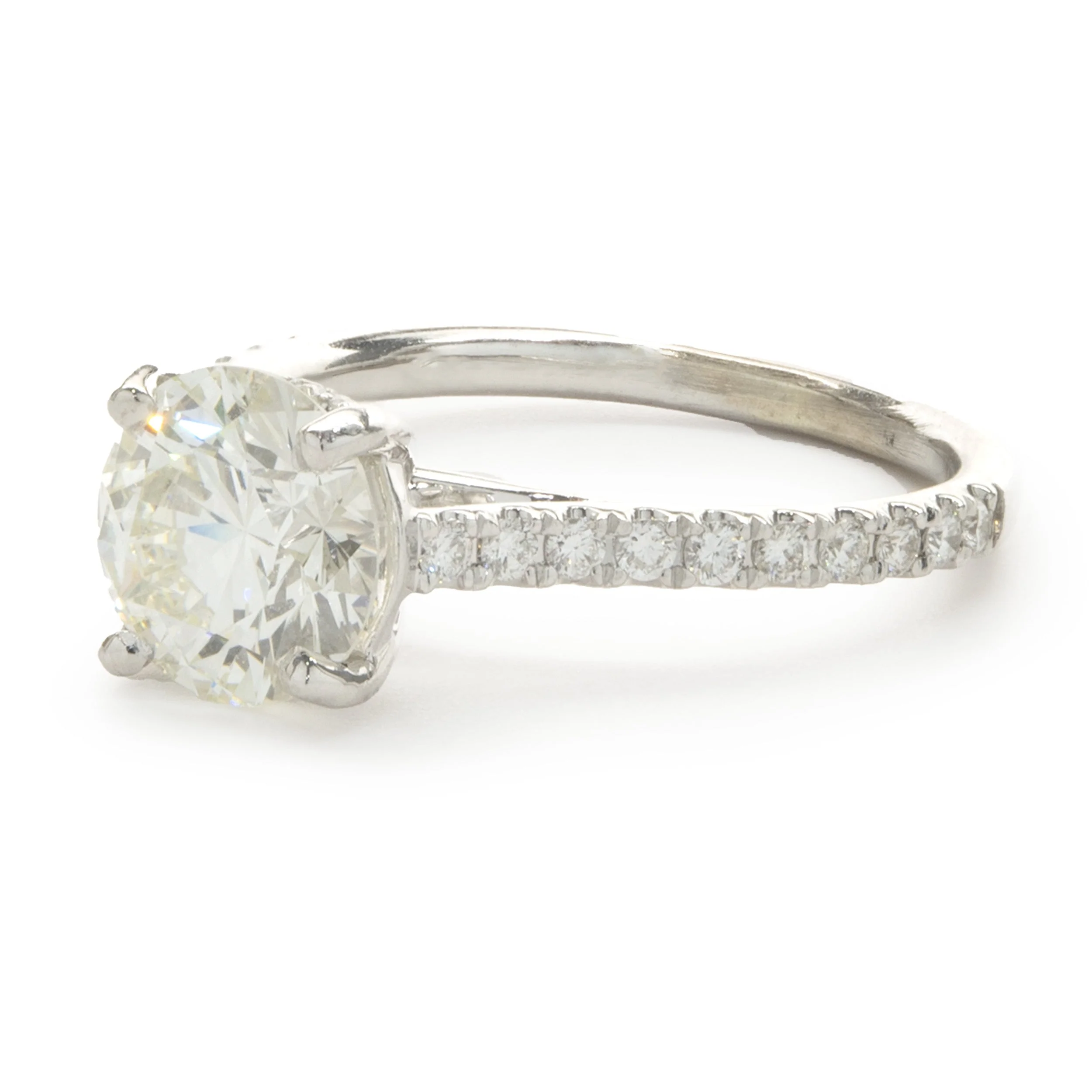 14 Karat White Gold Round Brilliant Cut Diamond Engagement Ring - Image 3