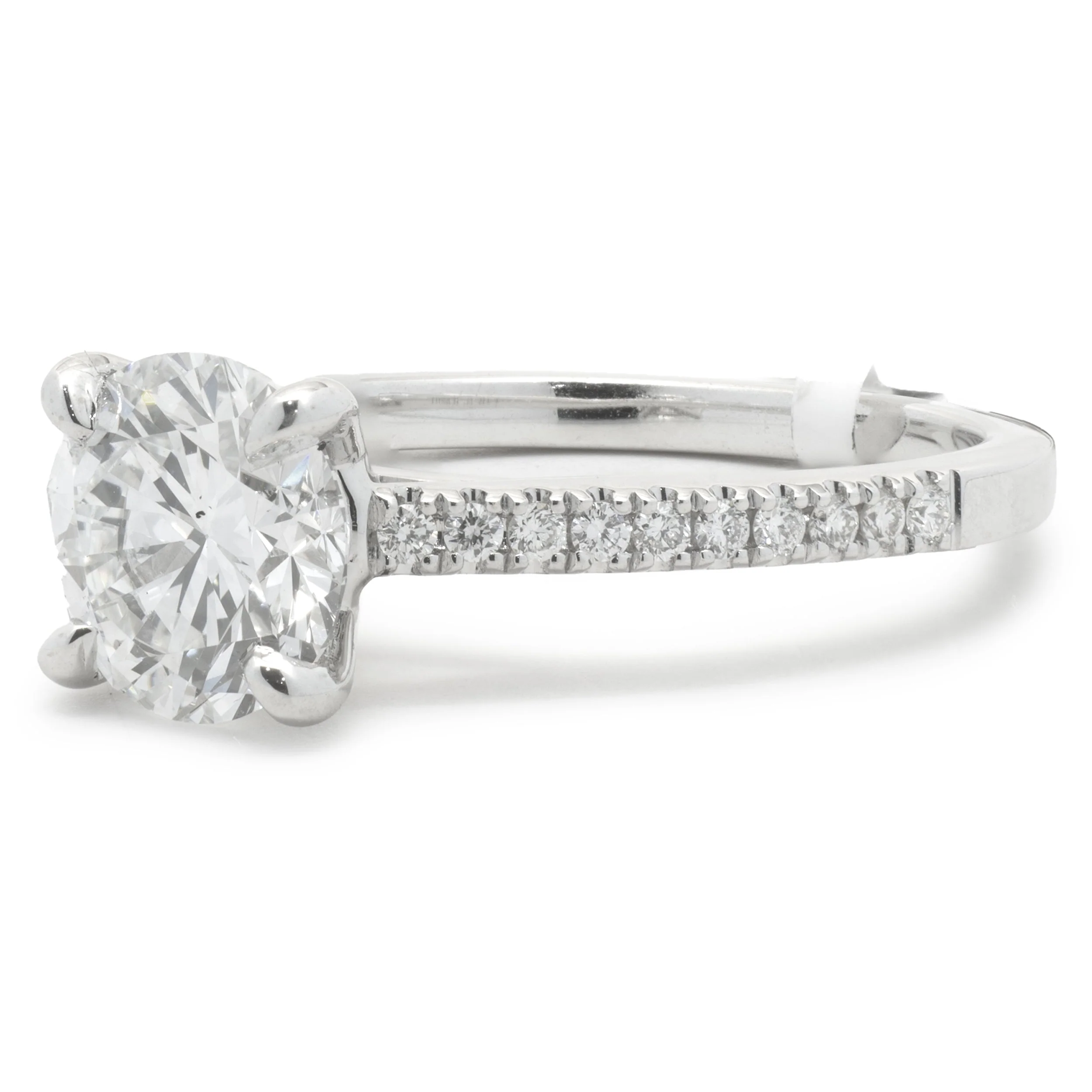 14 Karat White Gold Round Brilliant Cut Diamond Engagement Ring - Image 3