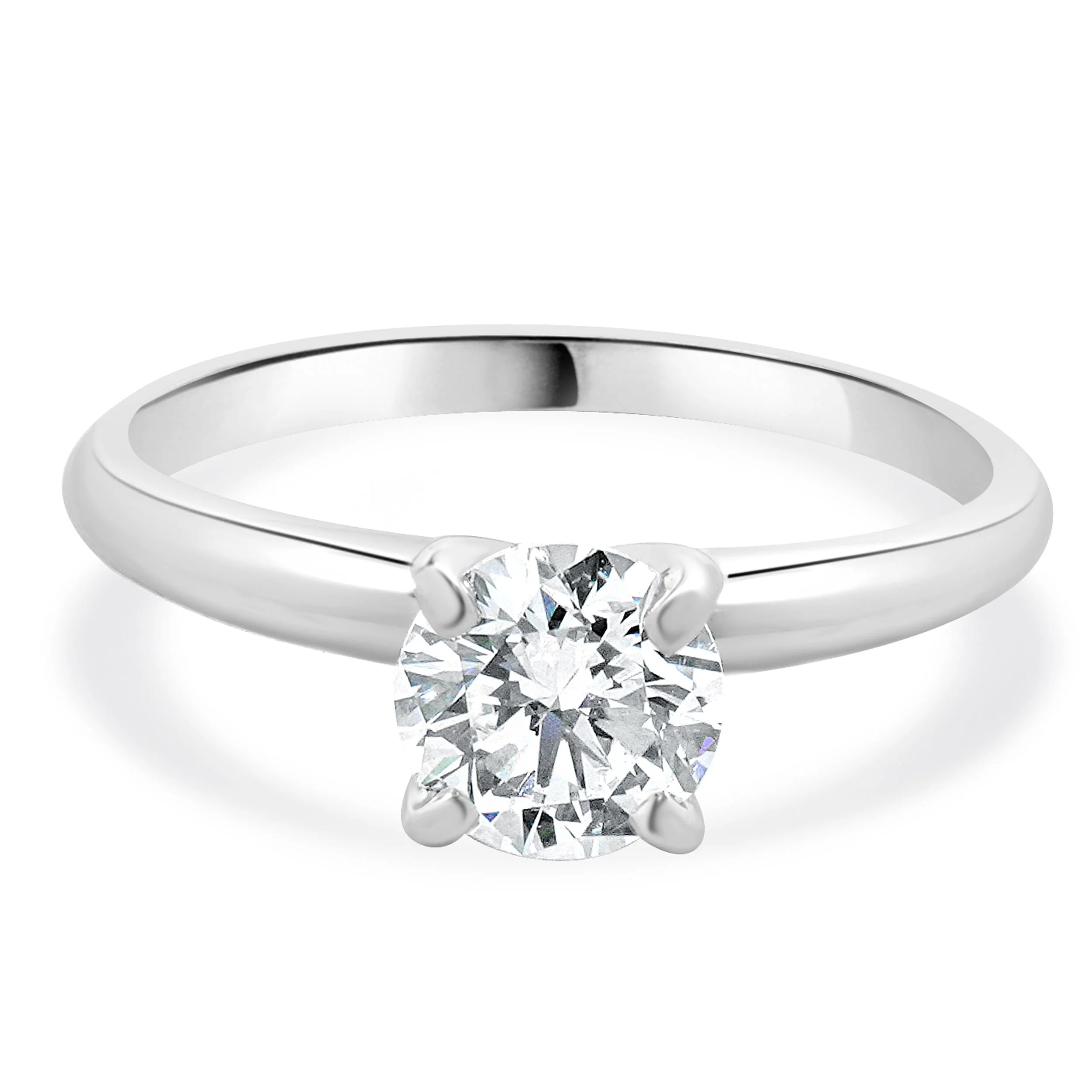 14 Karat White Gold Round Brilliant Cut Diamond Engagement Ring