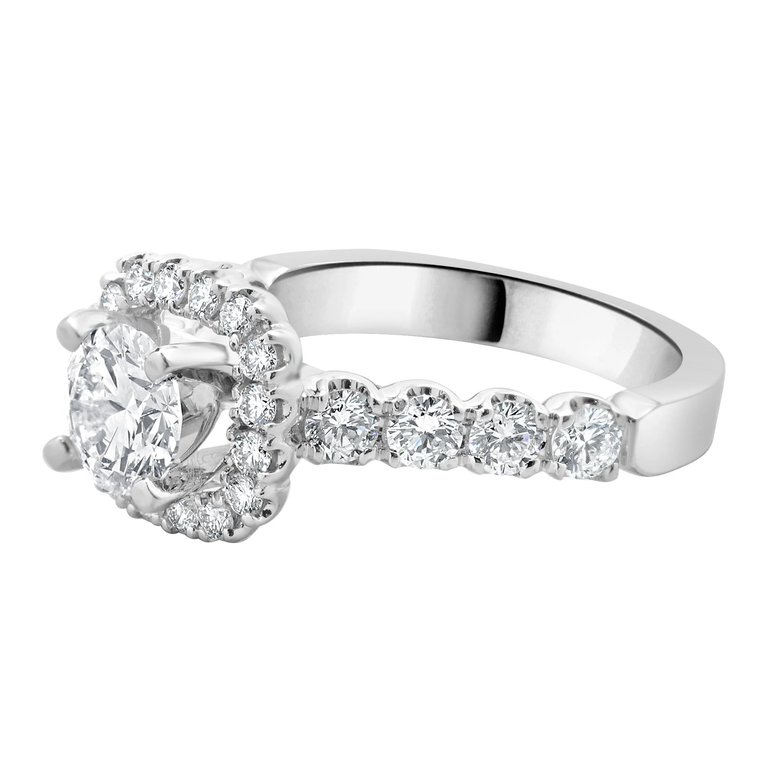 14 Karat White Gold Round Brilliant Cut Diamond Engagement Ring - Image 2