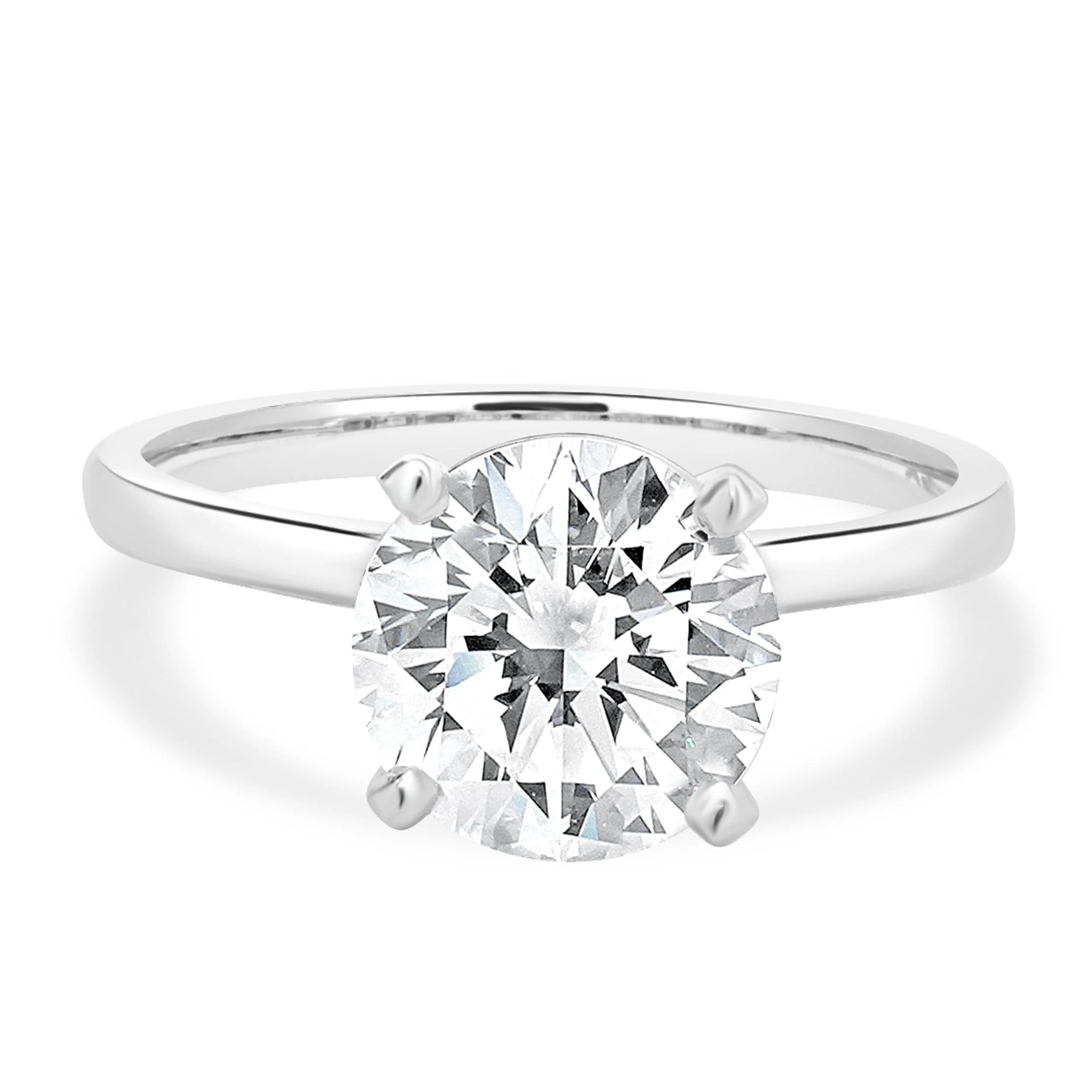 14 Karat White Gold Round Brilliant Cut Diamond Engagement Ring