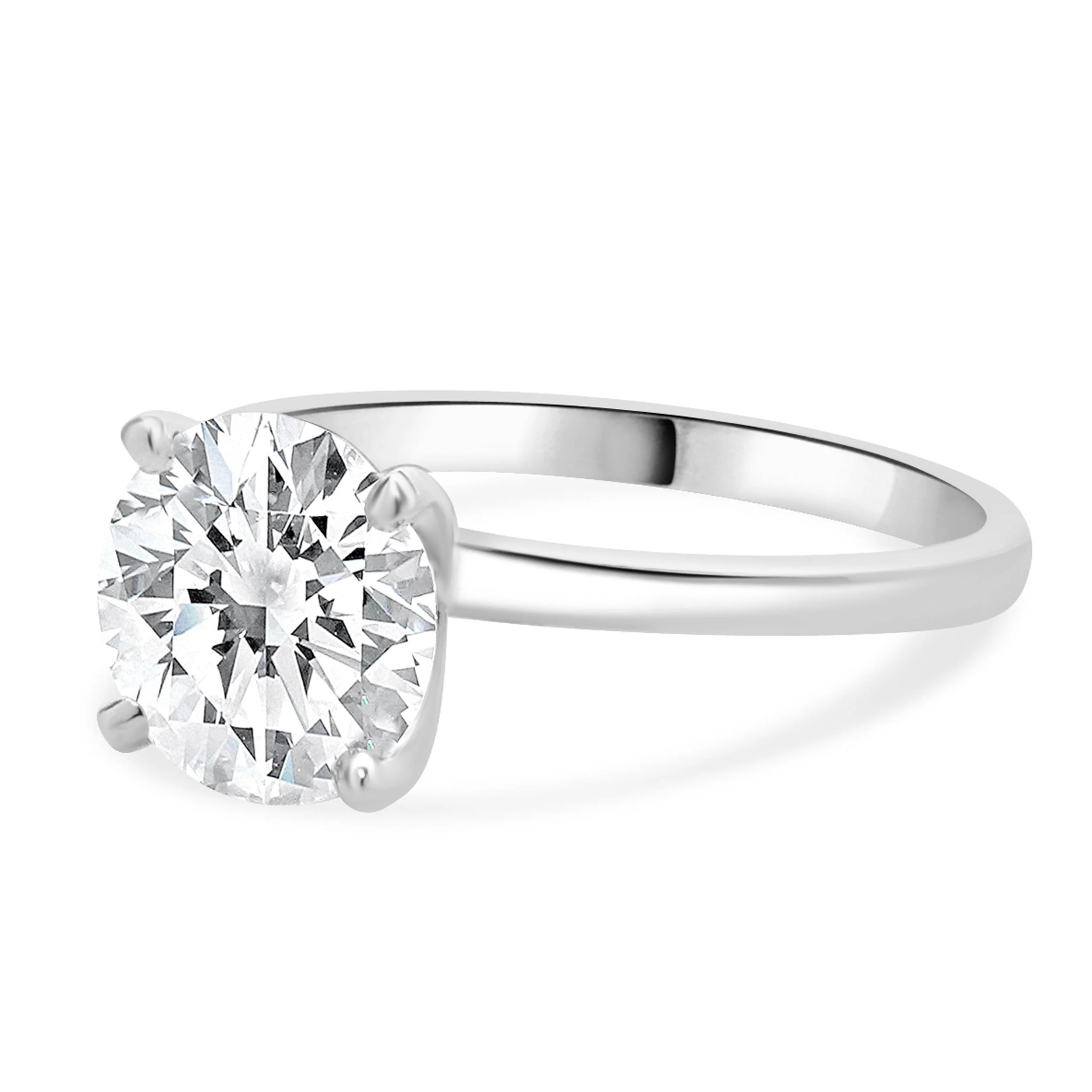 14 Karat White Gold Round Brilliant Cut Diamond Engagement Ring - Image 2