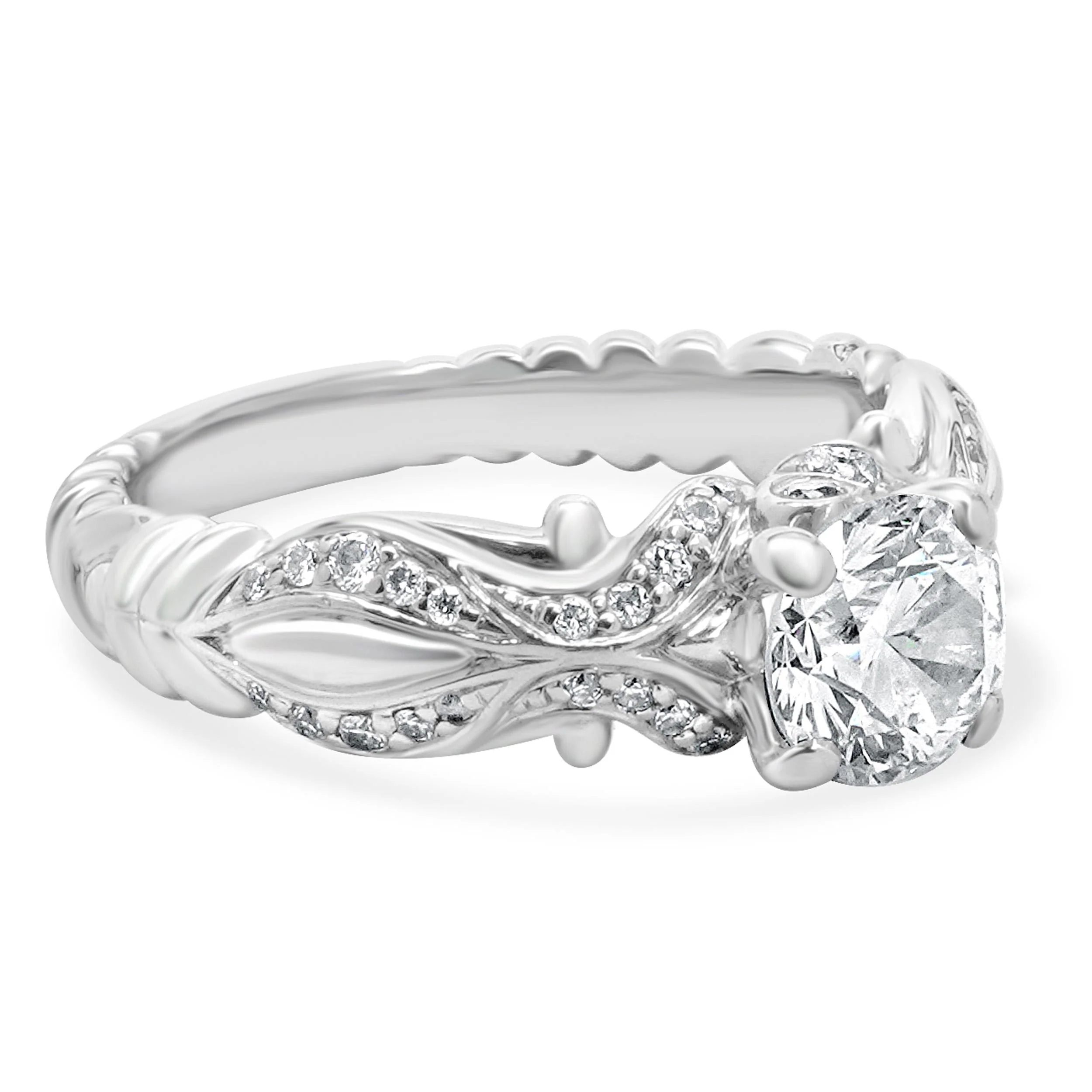 14 Karat White Gold Round Brilliant Cut Diamond Engagement Ring - Image 4