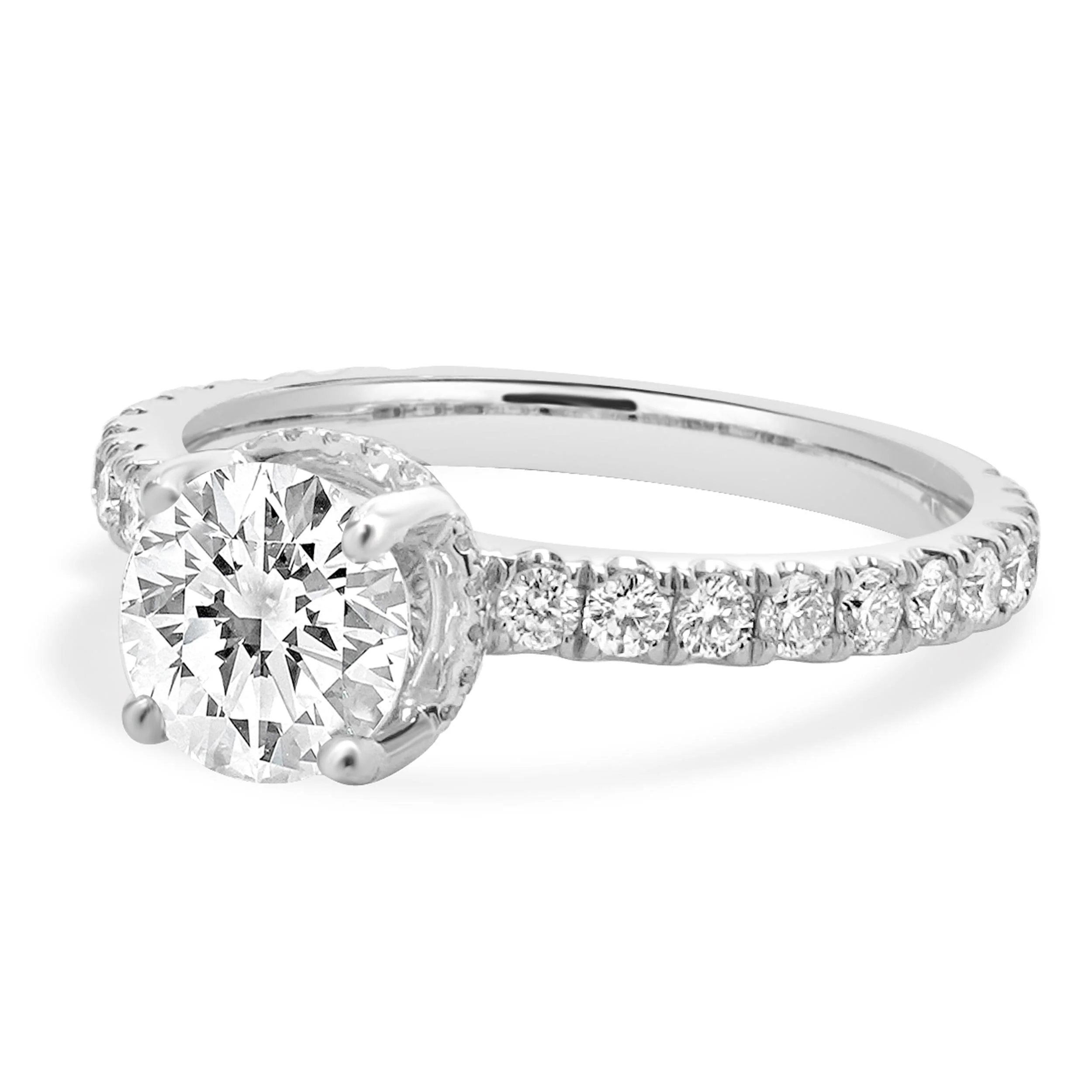 14 Karat White Gold Round Brilliant Cut Diamond Engagement Ring - Image 2