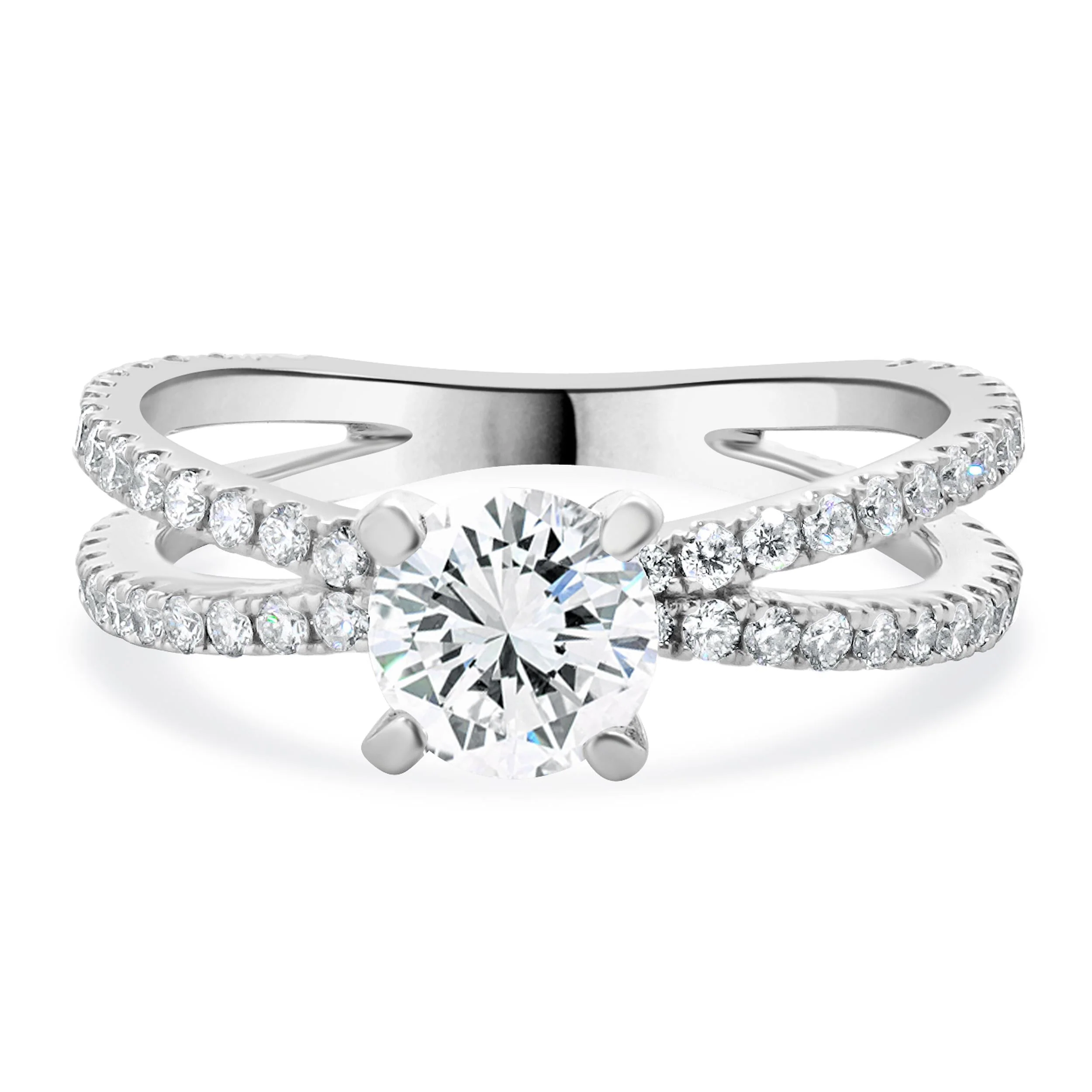 14 Karat White Gold Round Brilliant Cut Diamond Engagement Ring