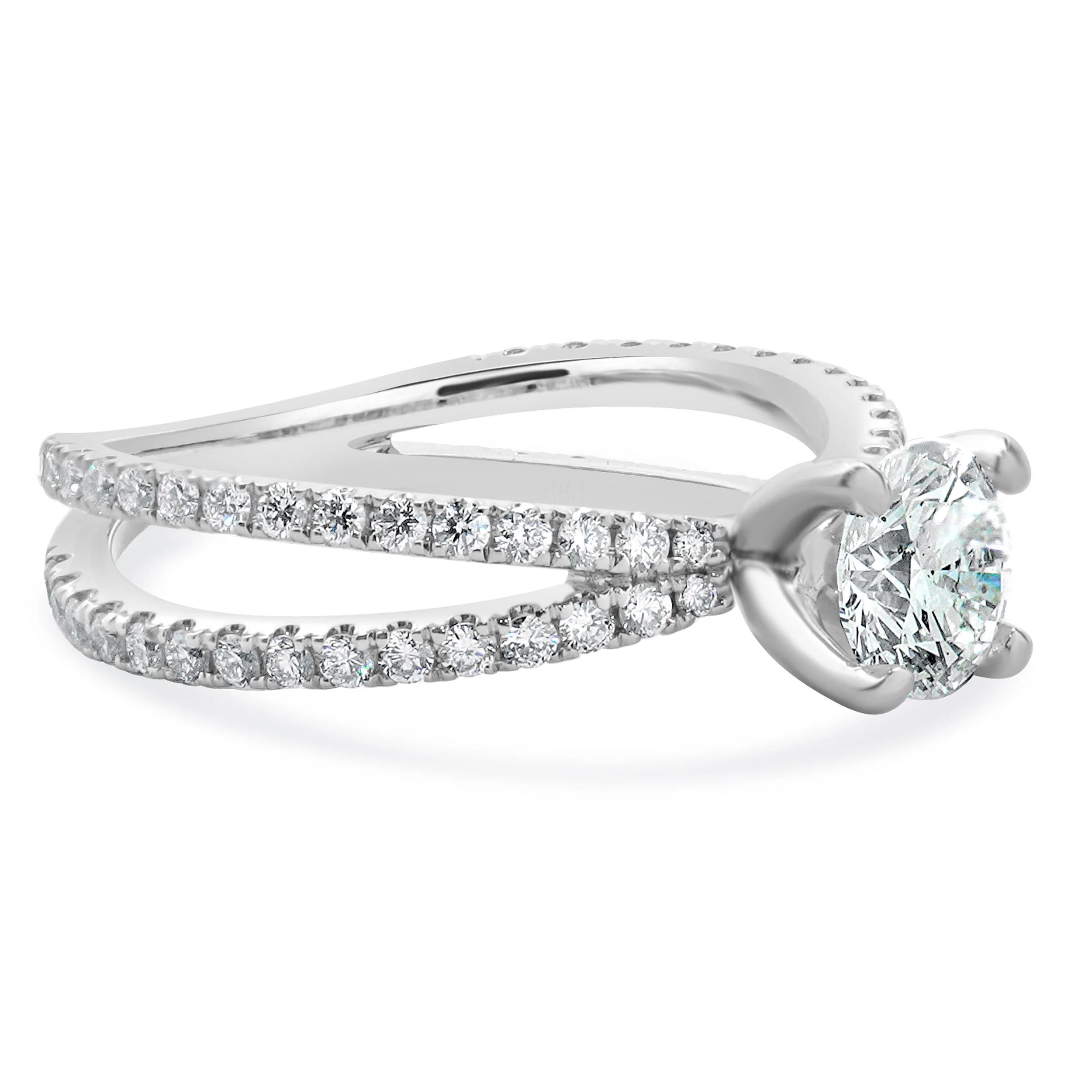 14 Karat White Gold Round Brilliant Cut Diamond Engagement Ring - Image 2