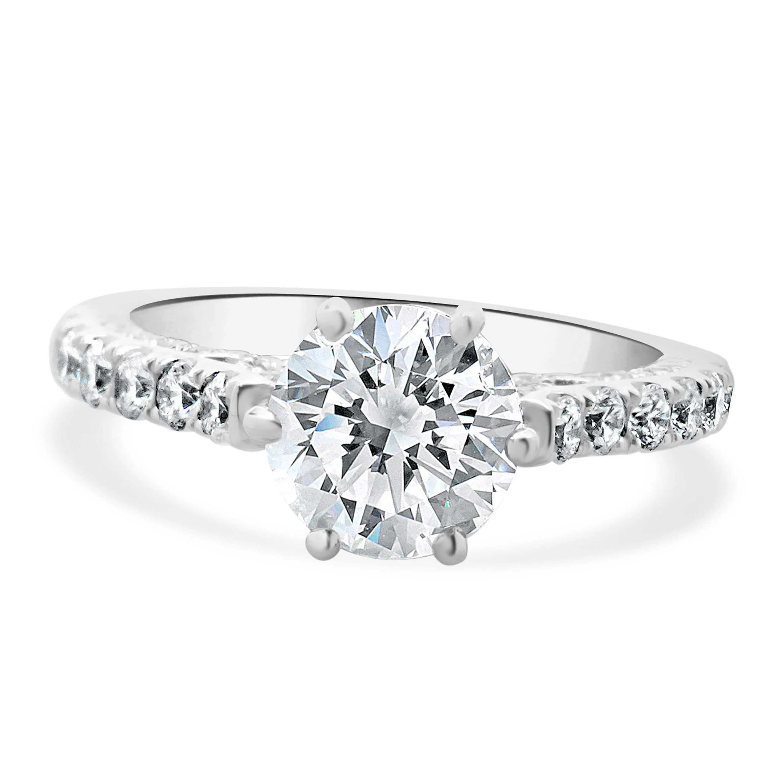 18 Karat White Gold Round Brilliant Cut Diamond Engagement Ring