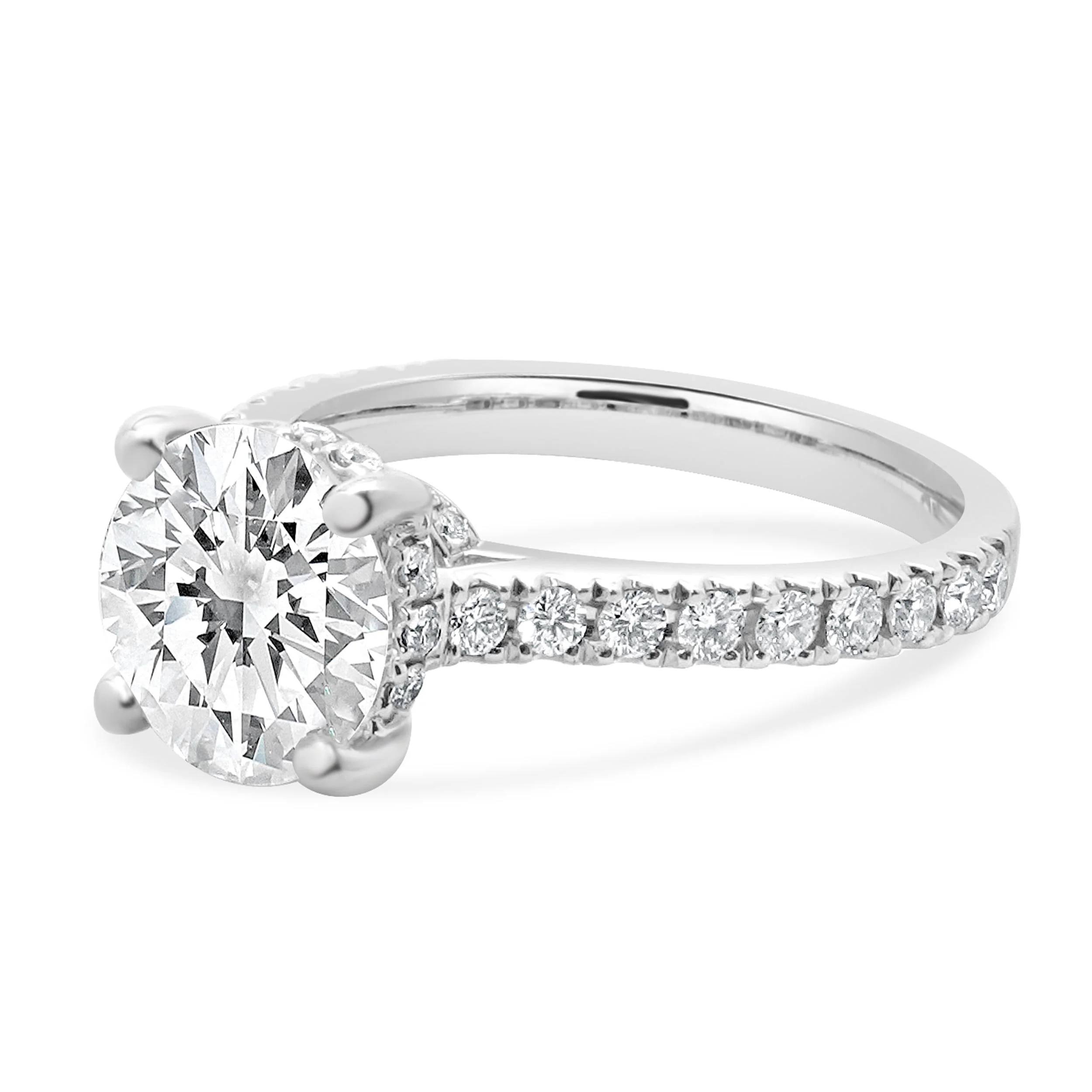 14 Karat White Gold Round Brilliant Cut Diamond Engagement Ring - Image 2