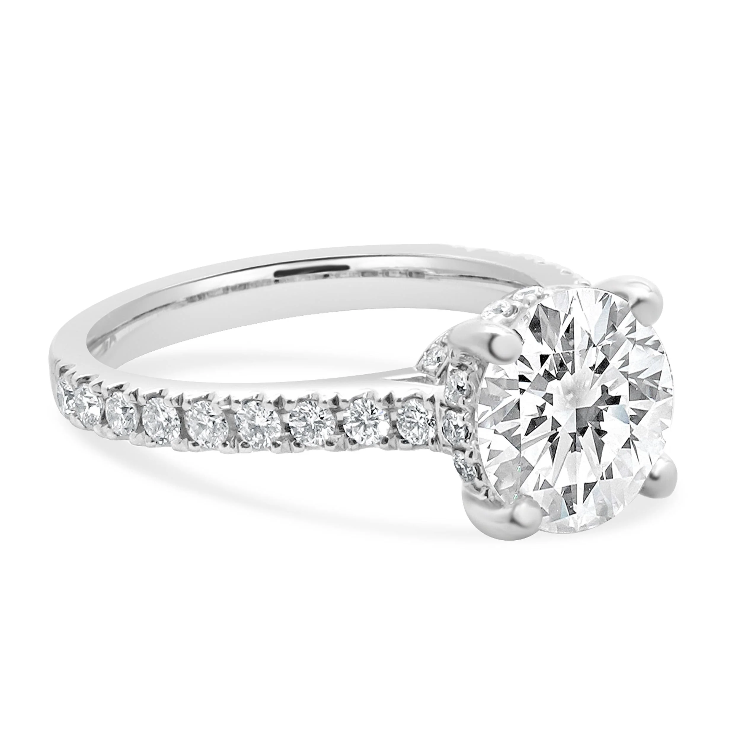 14 Karat White Gold Round Brilliant Cut Diamond Engagement Ring - Image 4