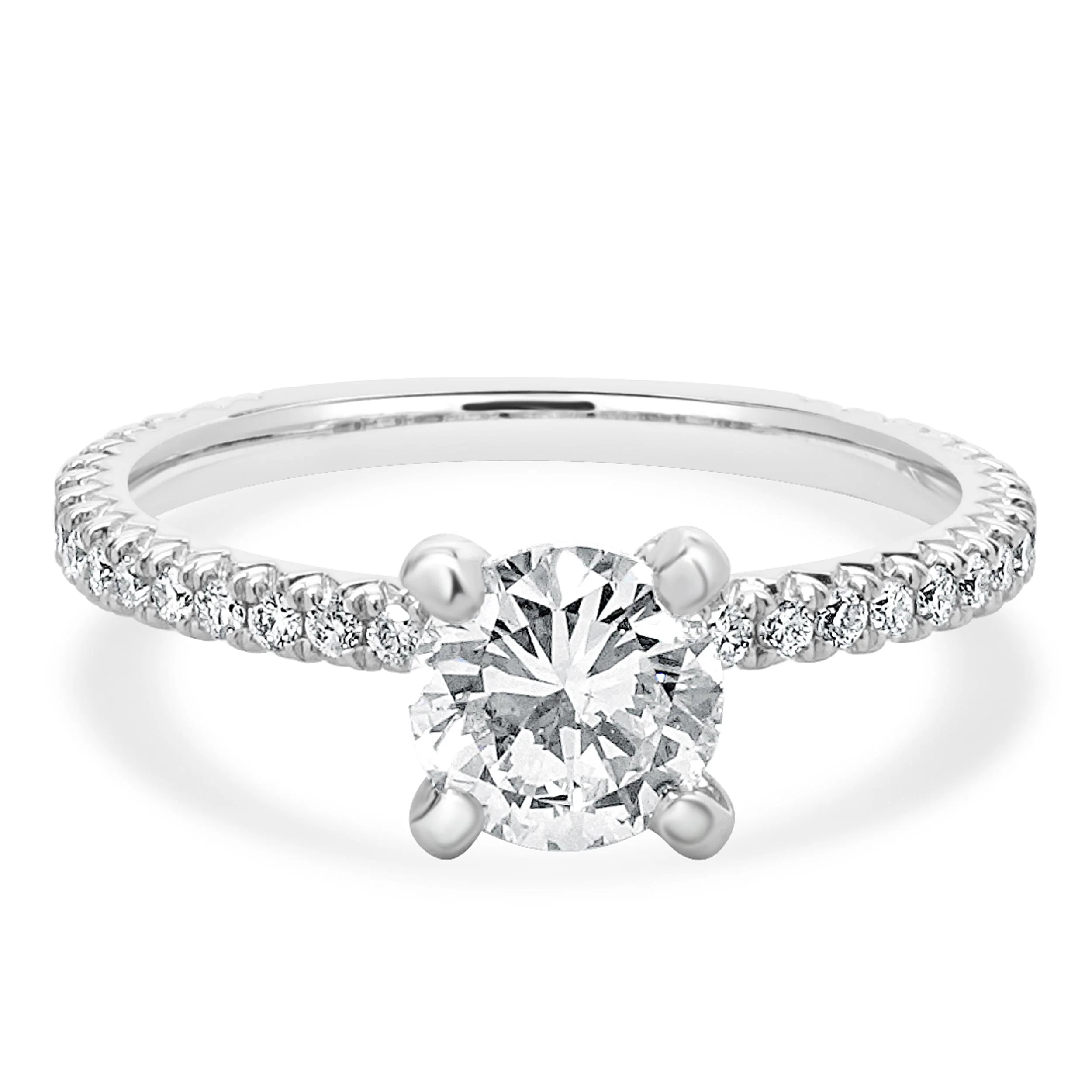 14 Karat White Gold Round Brilliant Cut Diamond Engagement Ring