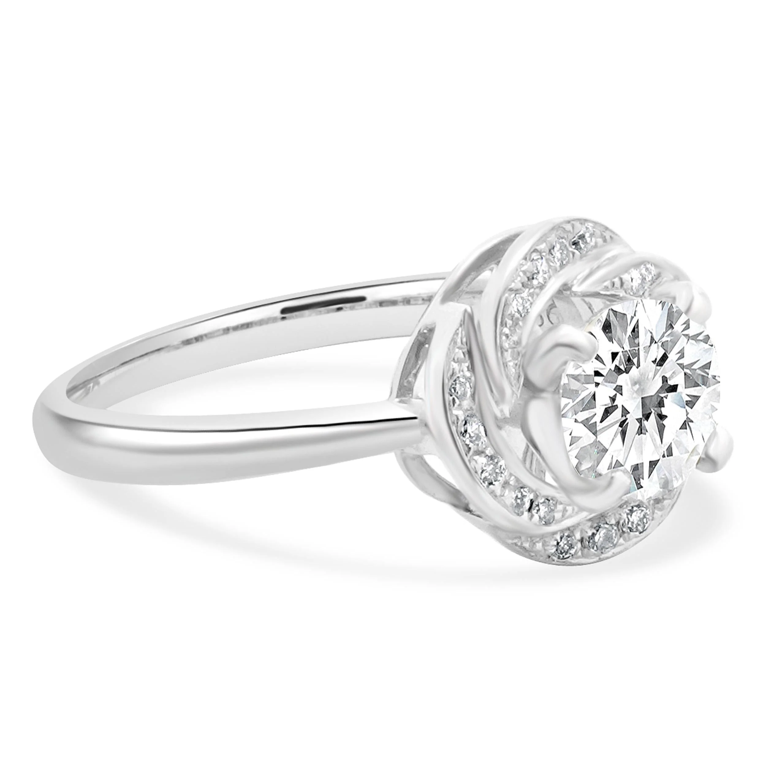 14 Karat White Gold Round Brilliant Cut Diamond Engagement Ring - Image 4