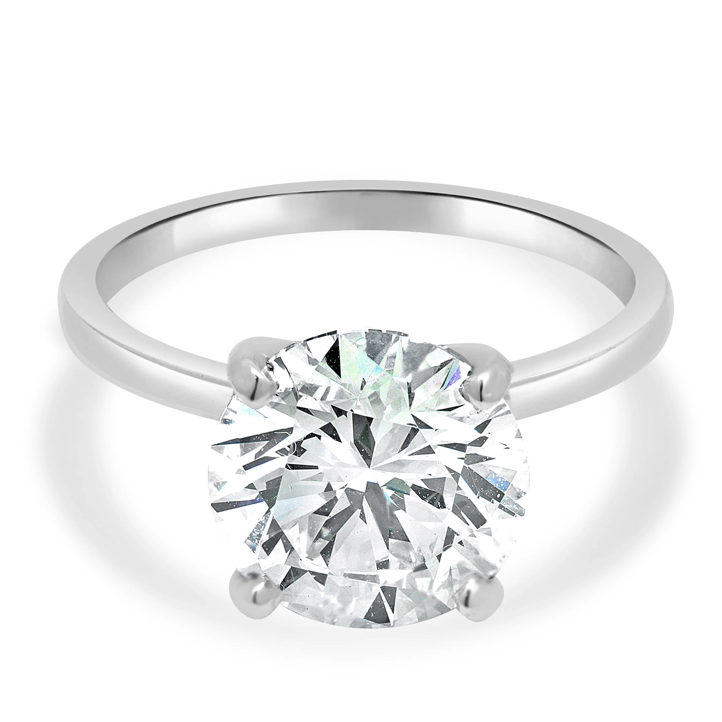 14 Karat White Gold Round Brilliant Cut Diamond Engagement Ring
