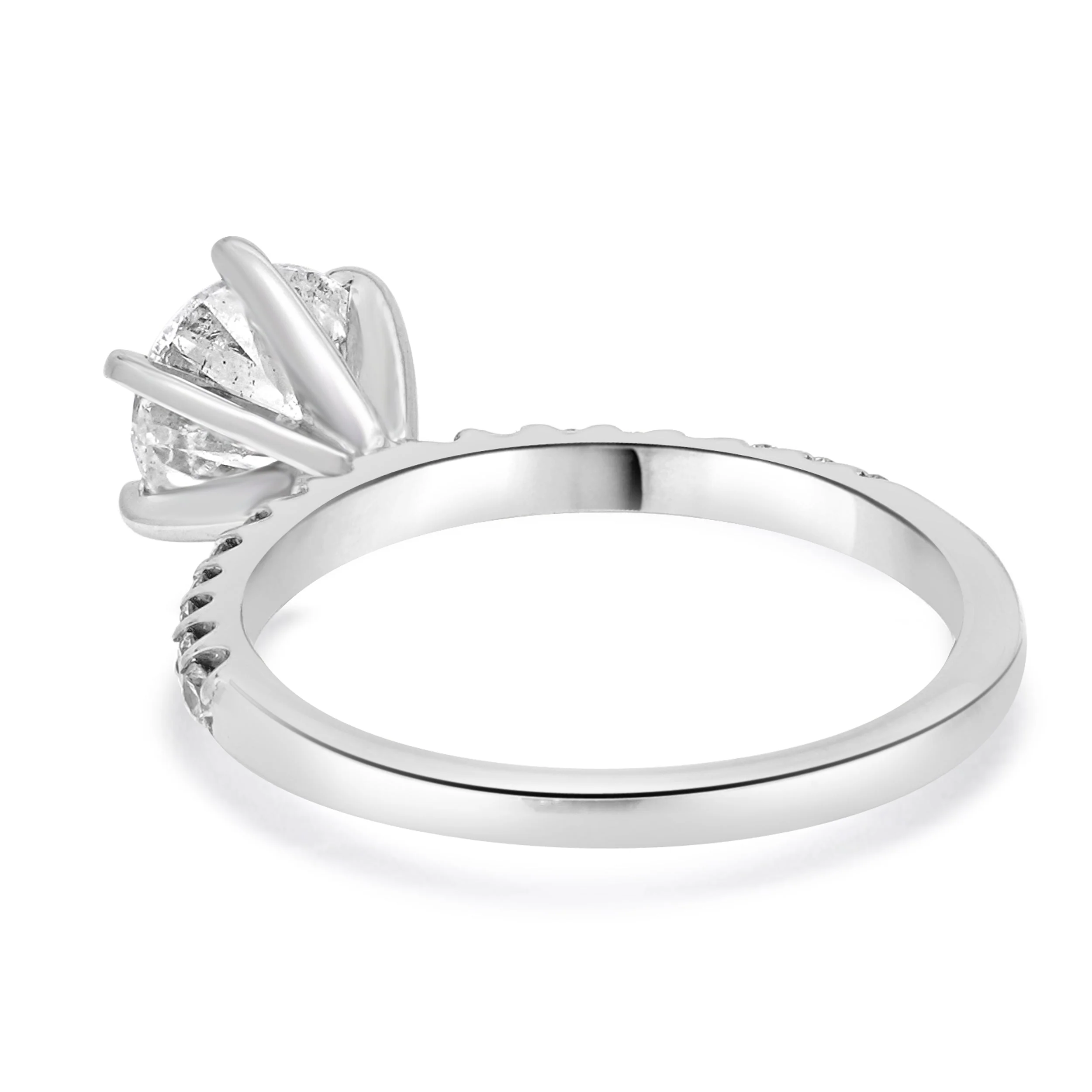 14 Karat White Gold Round Brilliant Cut Diamond Engagement Ring - Image 3