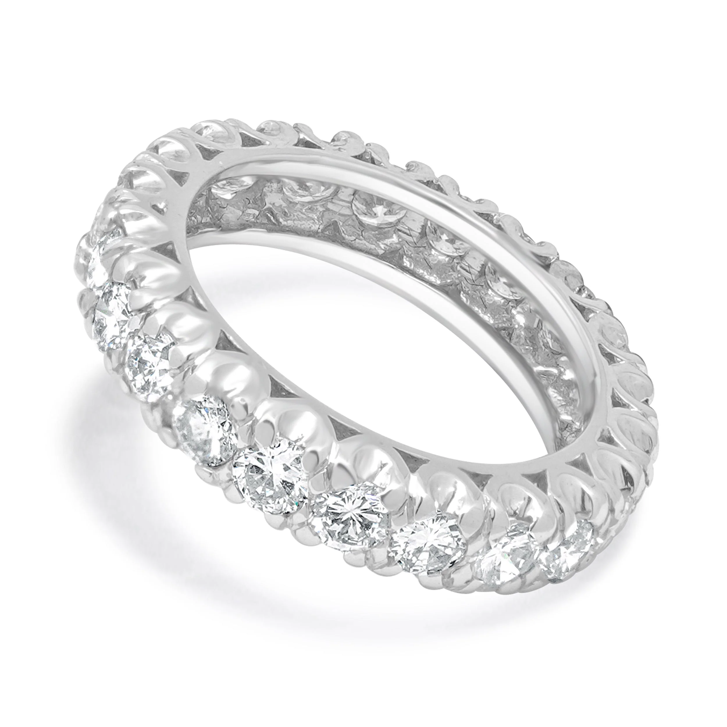14 Karat White Gold Round Brilliant Diamond Eternity Band - Image 2